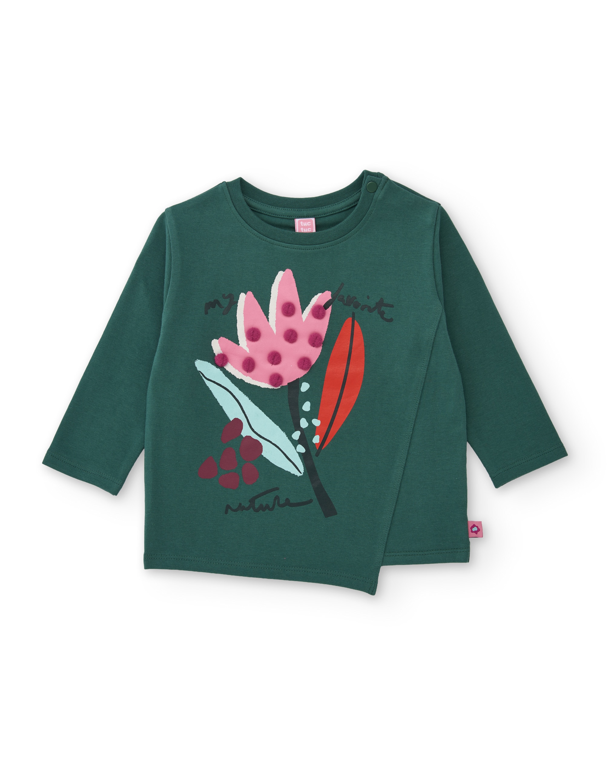 Imagem 0 de T-shirt Infantil de Malha com Pompões em Relevo e Estampado Floral