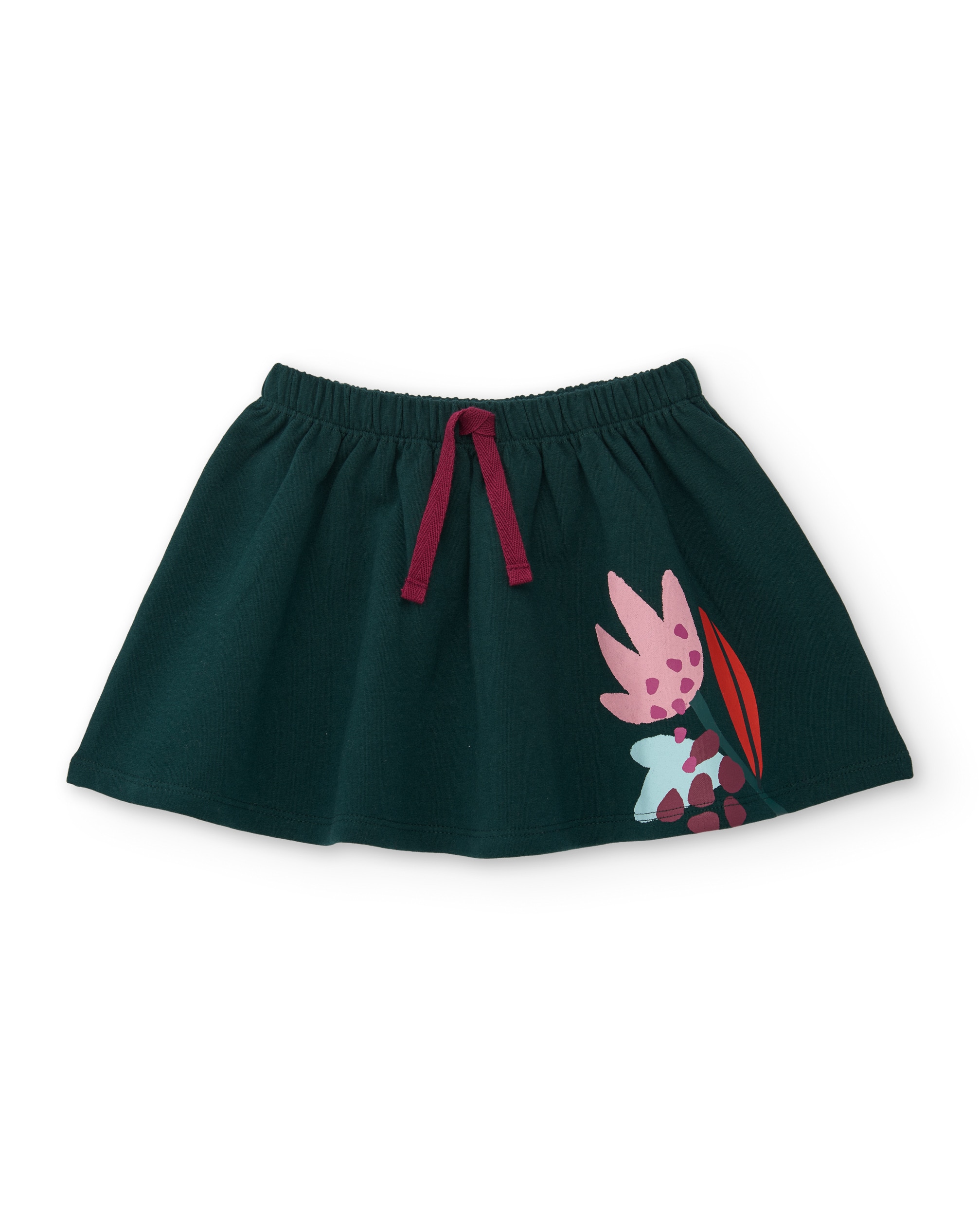 Saia Infantil de Felpa com Design Floral e Tecido Confortável Verde-2