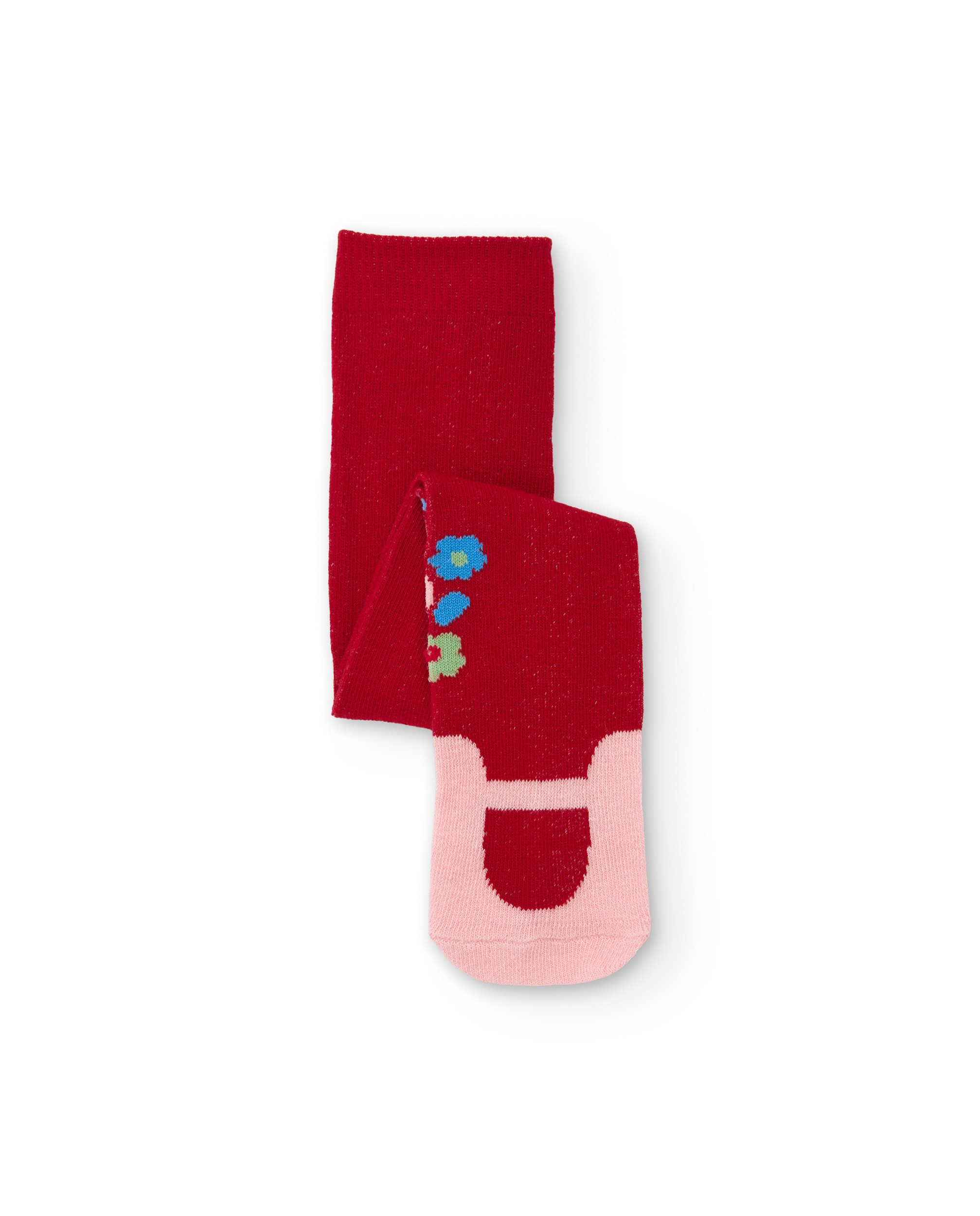 Collants de Felpa para Bebé com Detalhes Florais Vermelho-2