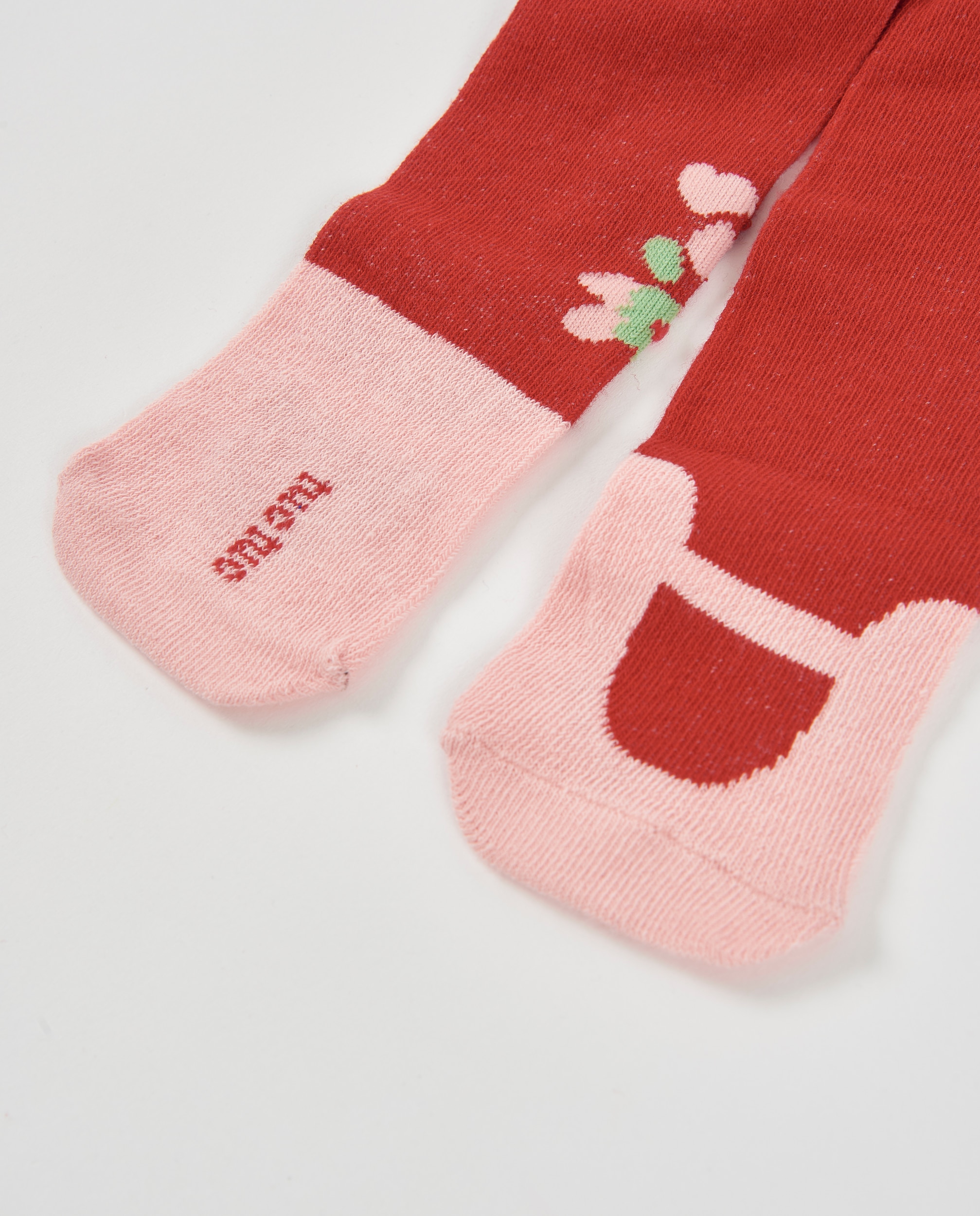 Collants de Felpa para Bebé com Detalhes Florais Vermelho-3