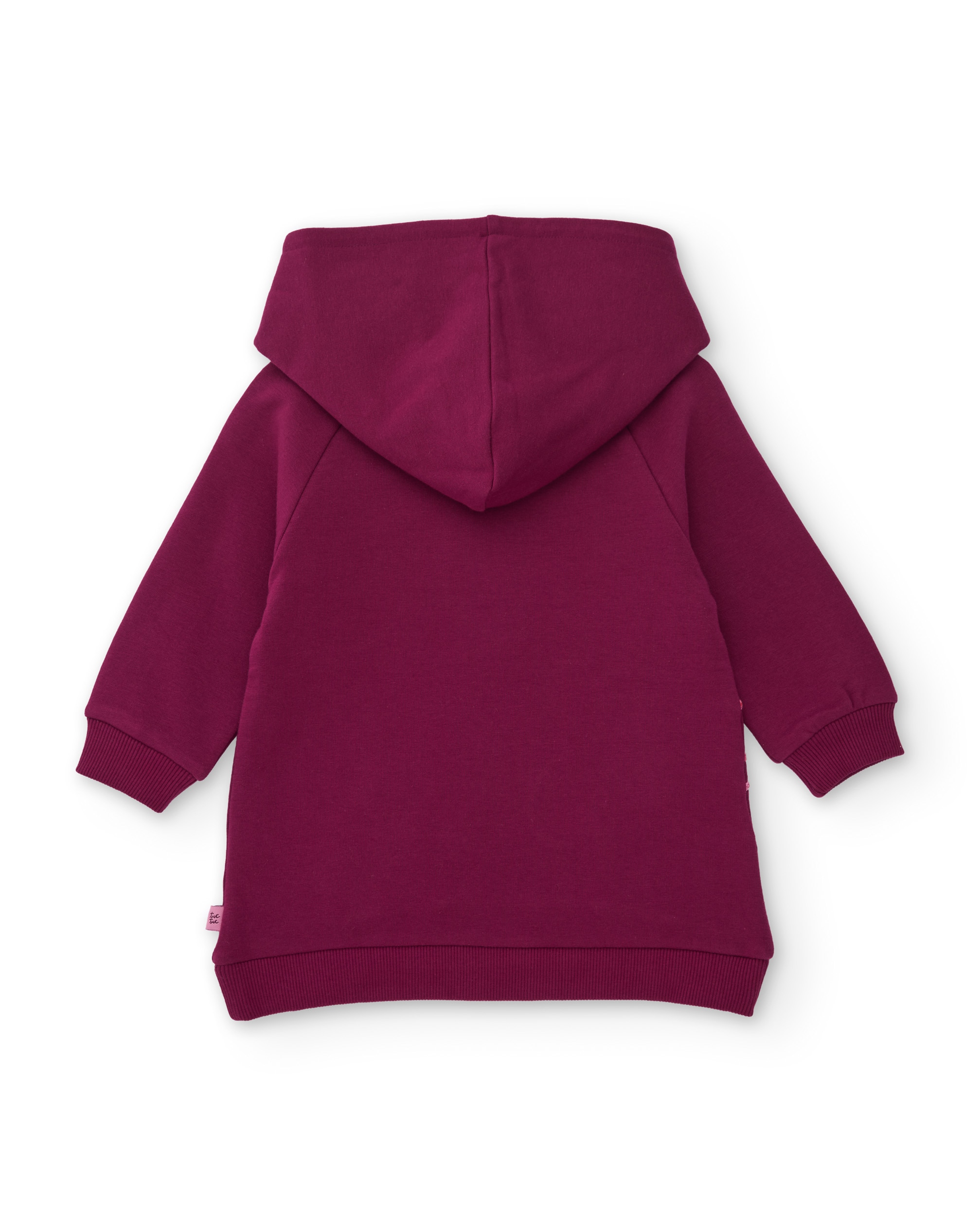 Vestido Infantil de Felpa com Capuz e Estampado Floral Bordeaux-2