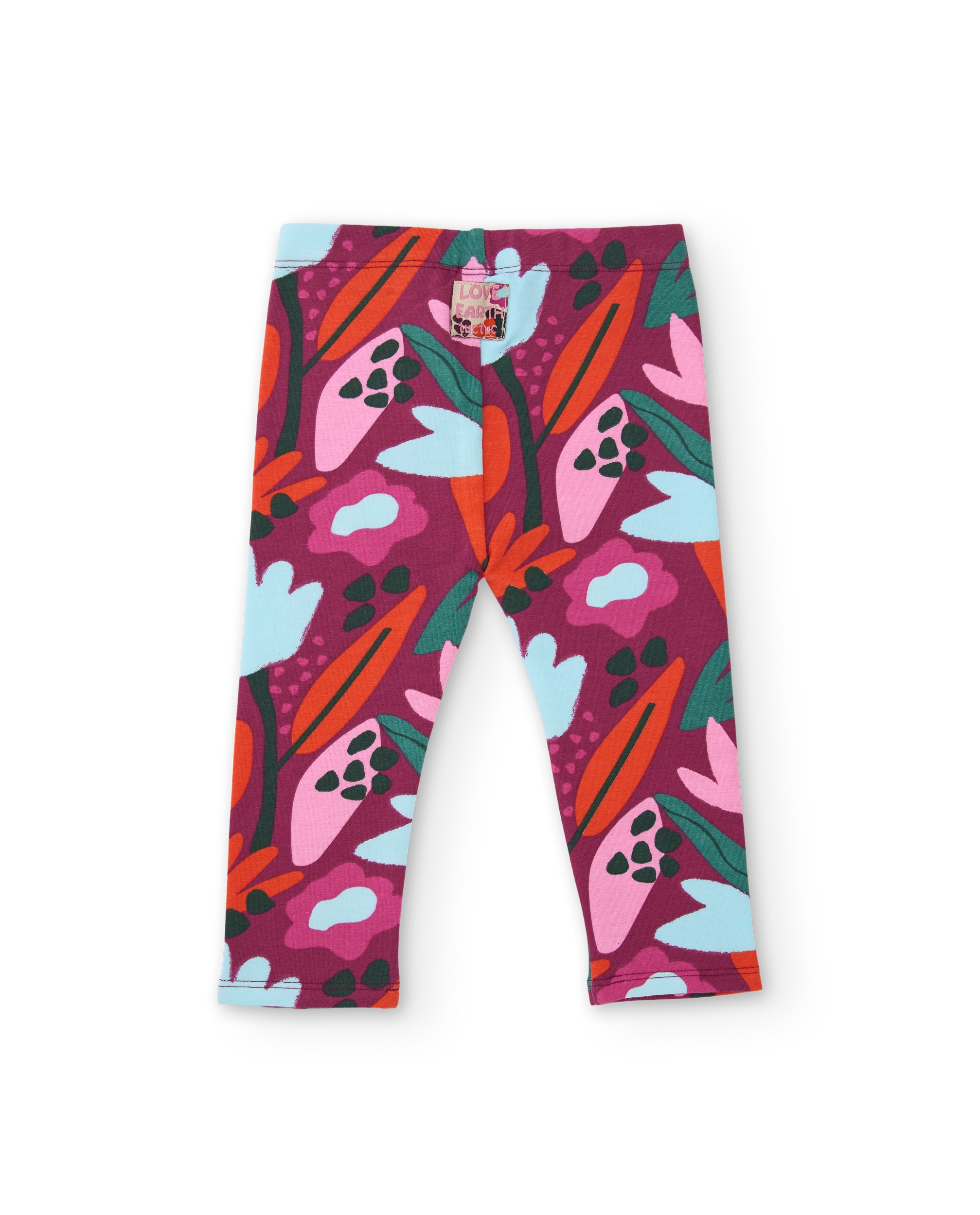 Leggings Infantil de Felpa com Estampado Floral e Tecido Elástico Bordeaux-2