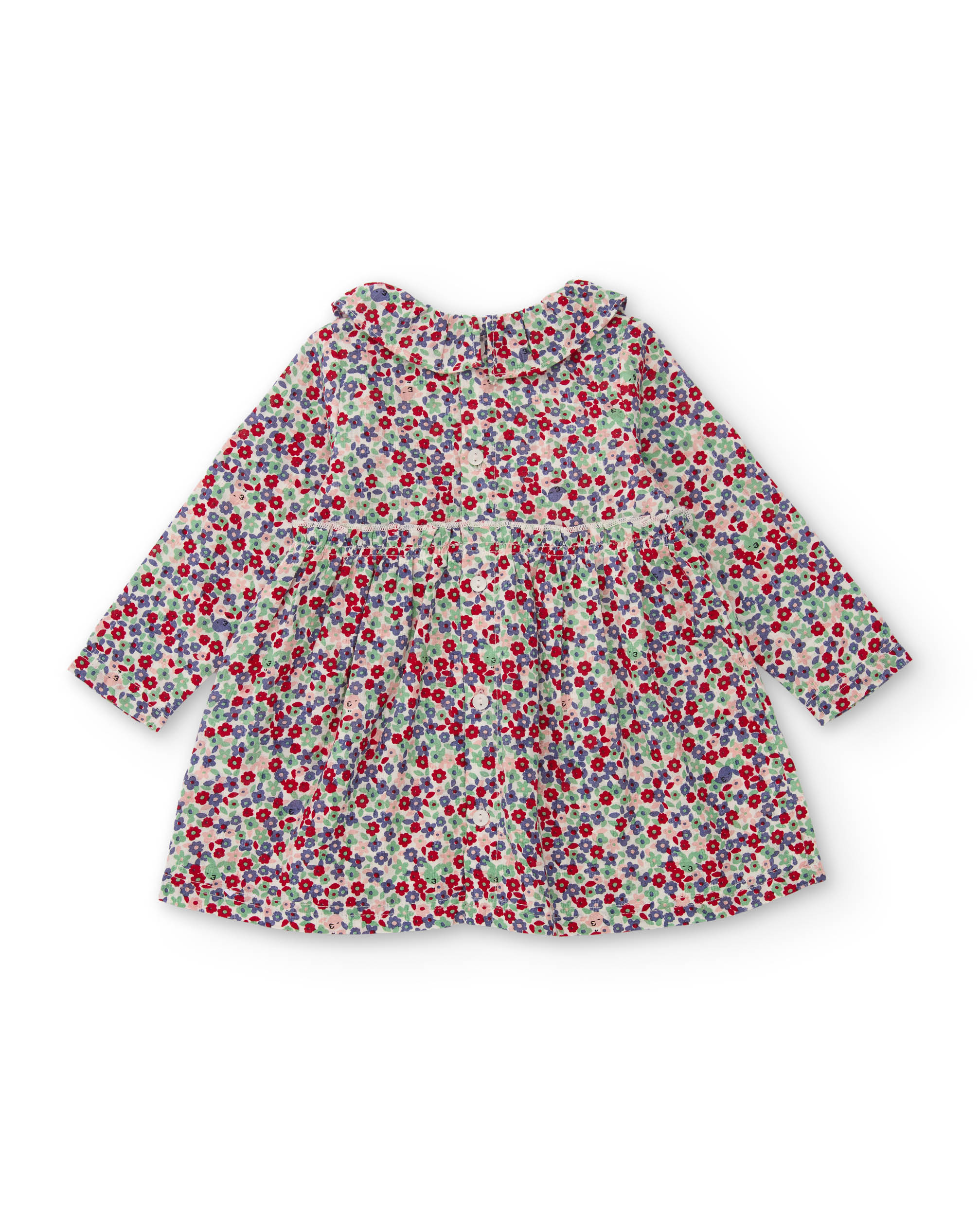 Vestido de Tecido Plano para Bebé com Estampado Floral Multicolor-2