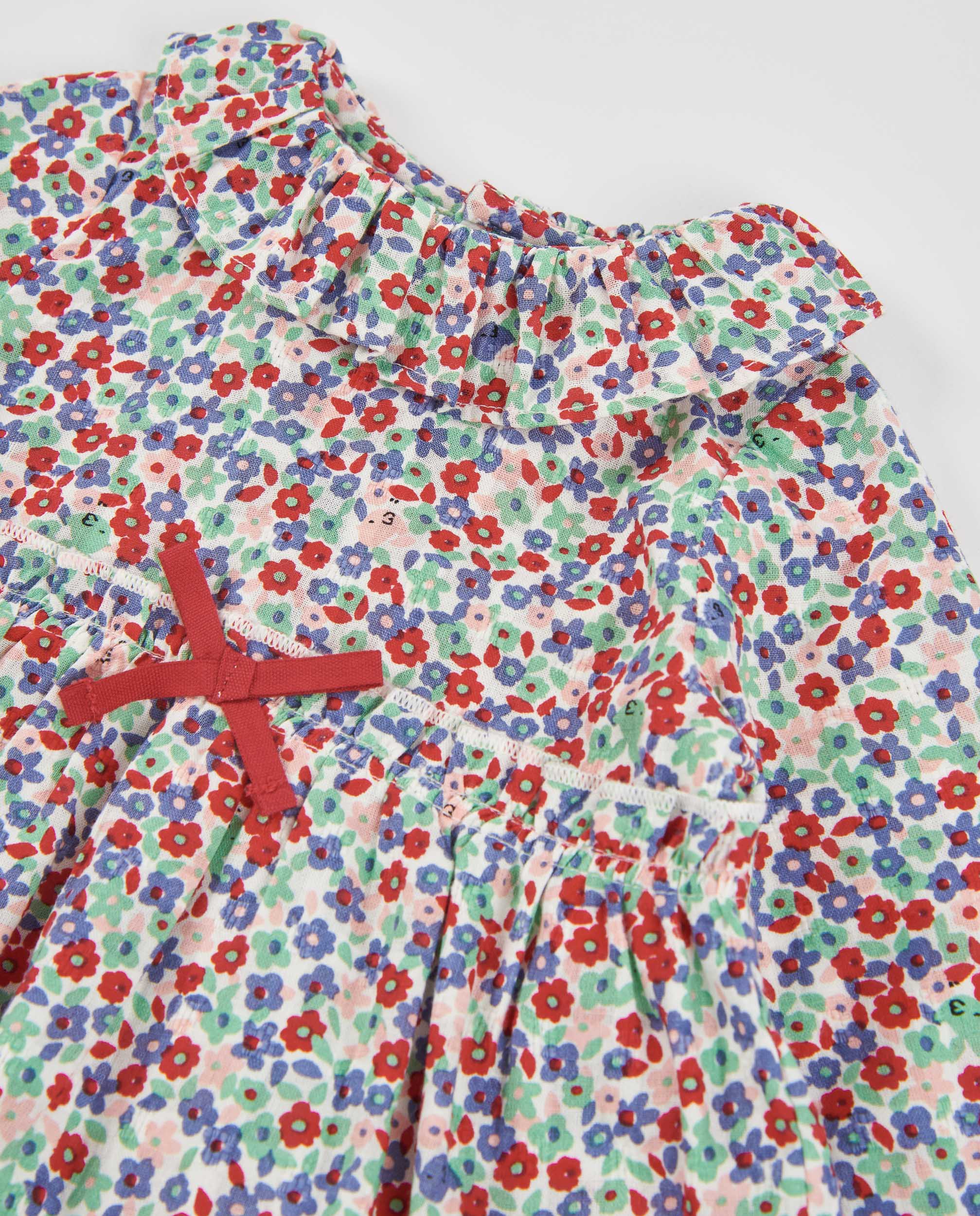 Vestido de Tecido Plano para Bebé com Estampado Floral Multicolor-3