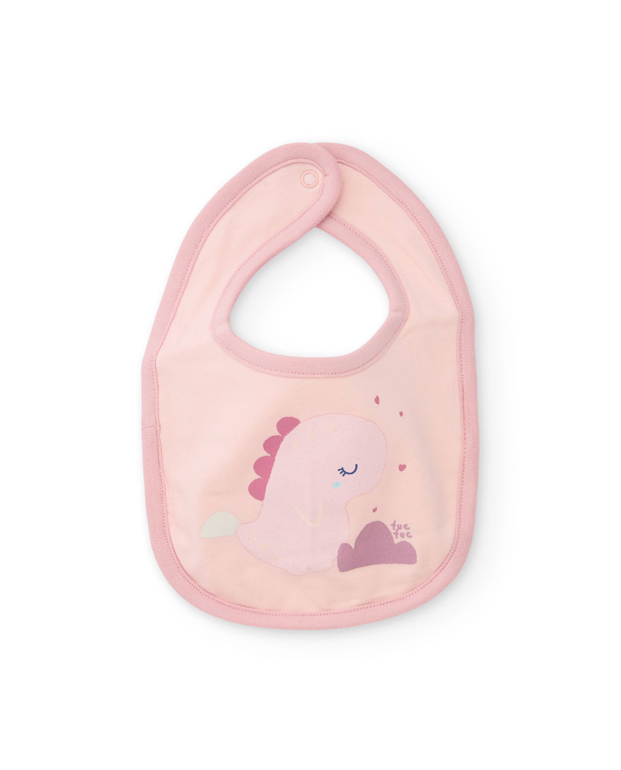 Pack de Babetes para Bebé de Algodão com Dinossauro e Fecho Ajustável Rosa-3