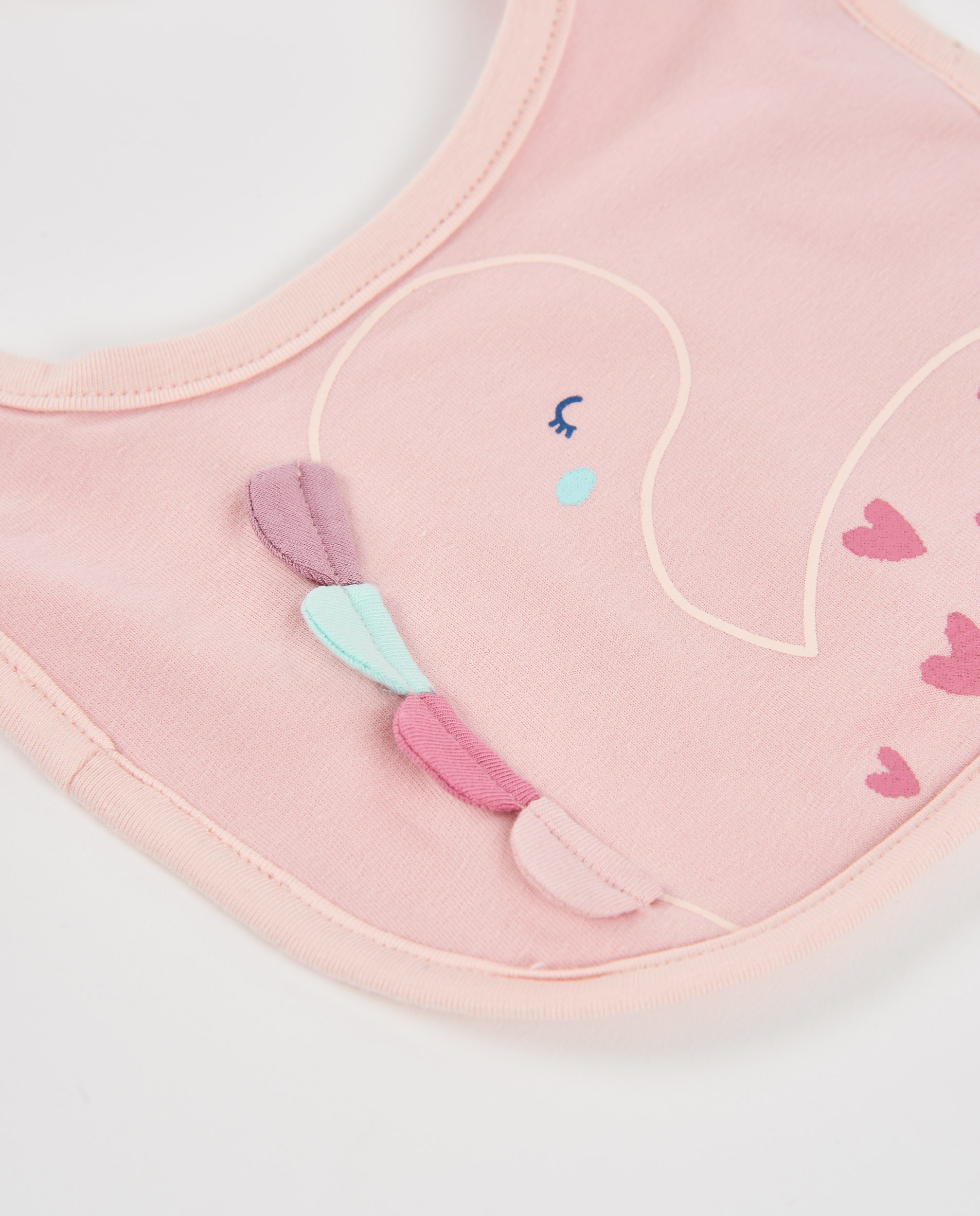 Pack de Babetes para Bebé de Algodão com Dinossauro e Fecho Ajustável Rosa-4