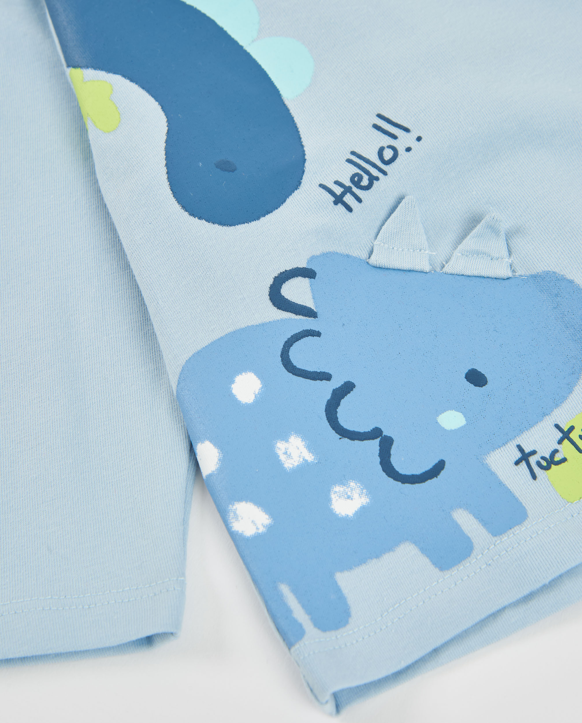 Conjunto de Felpa para Bebé com Estampado de Dinossauros Azul-claro-6