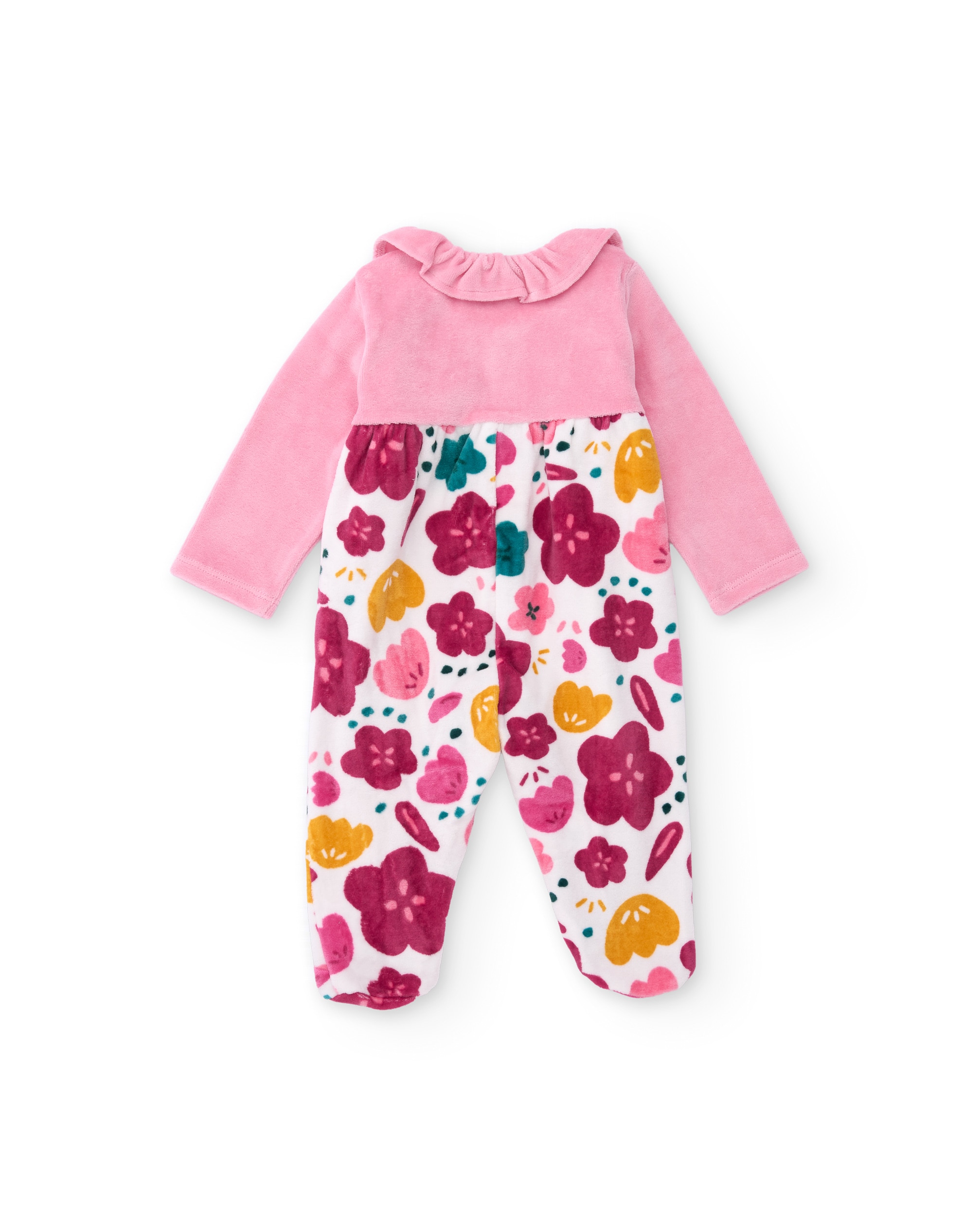 Babygrow de Malha para Bebé com Estampado Floral Rosa-2