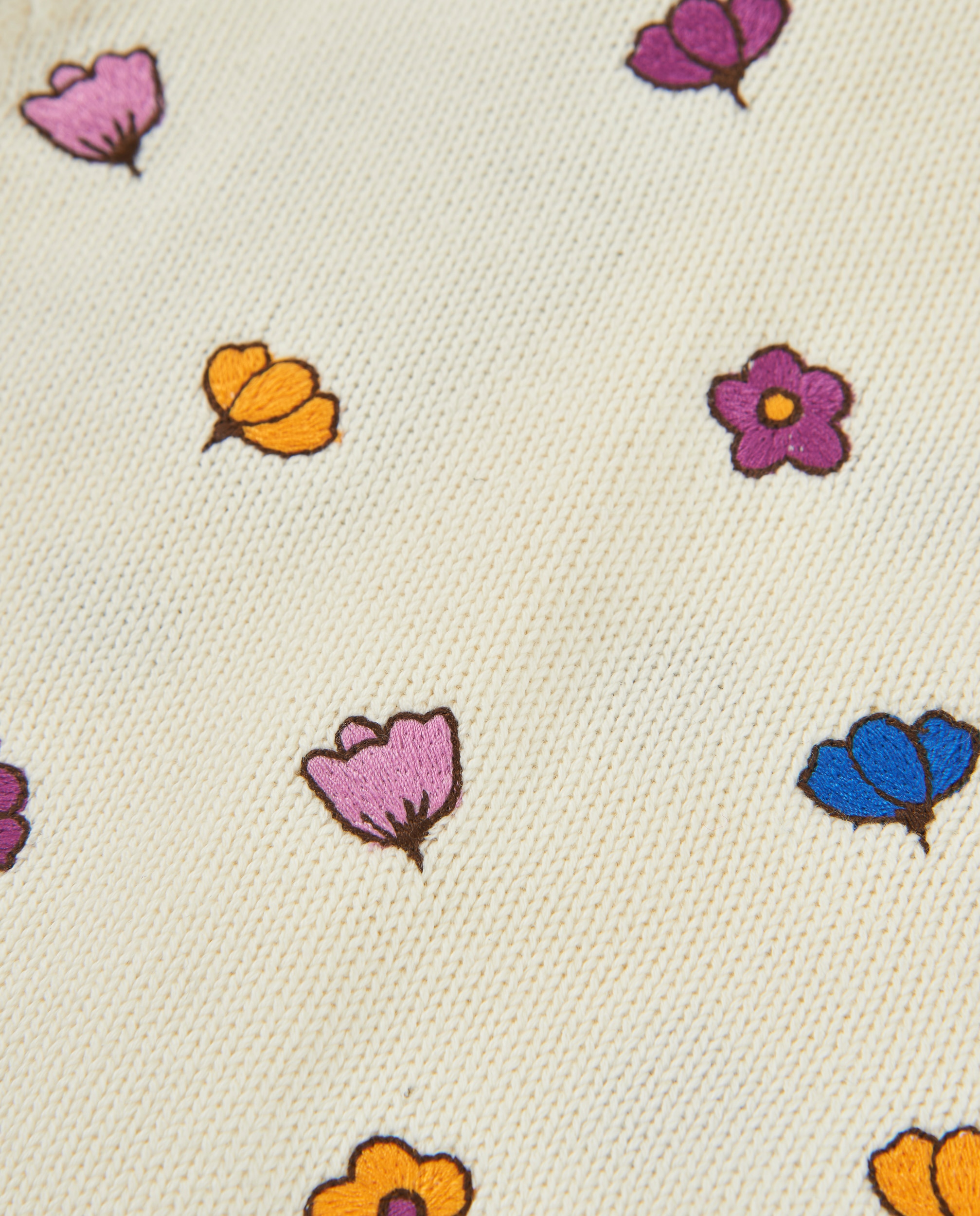 Casaco de Tricô para Bebé com Estampado Floral Cru-4