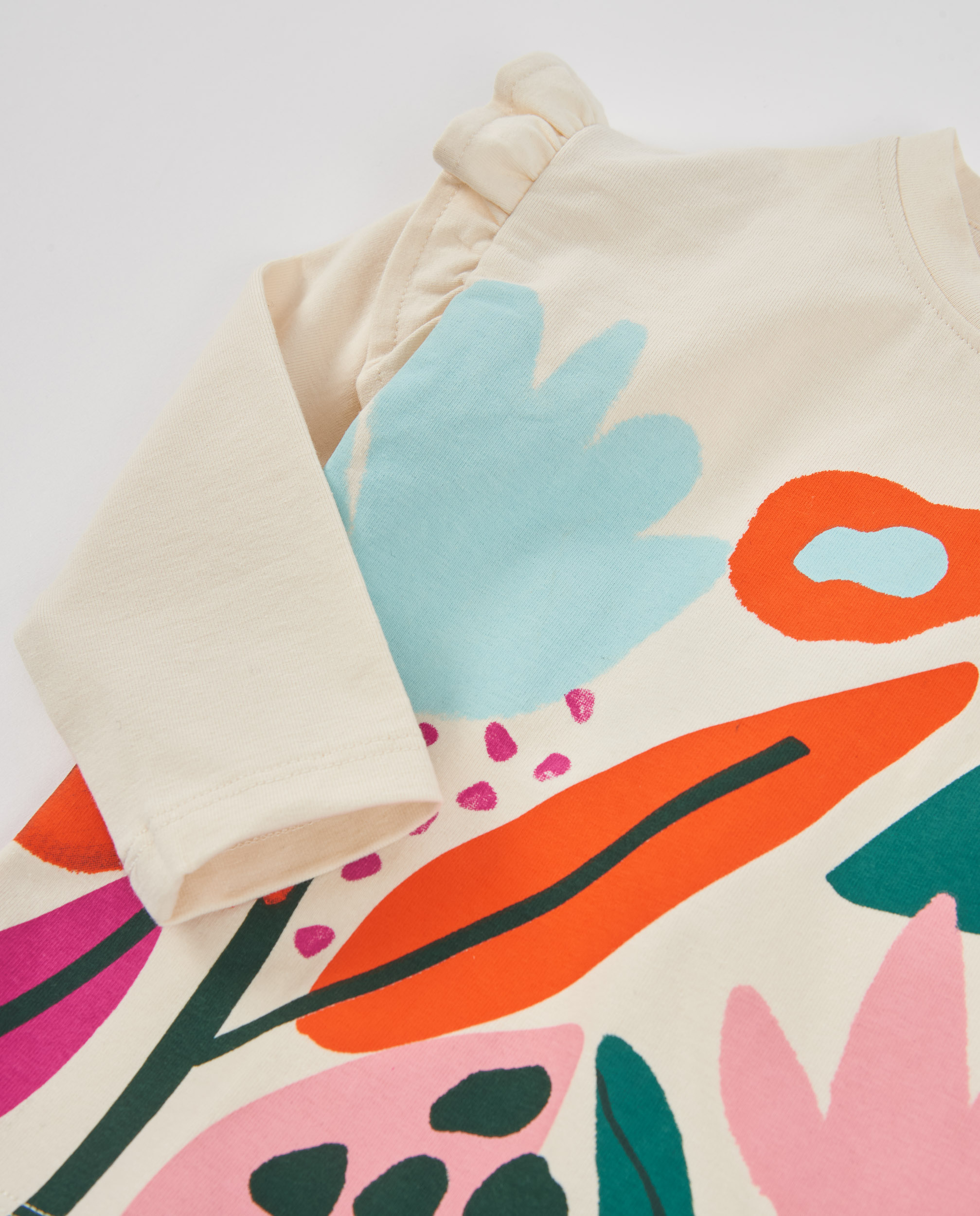 T-shirt Infantil de Malha com Estampado Floral e Base em Cru Cru-3