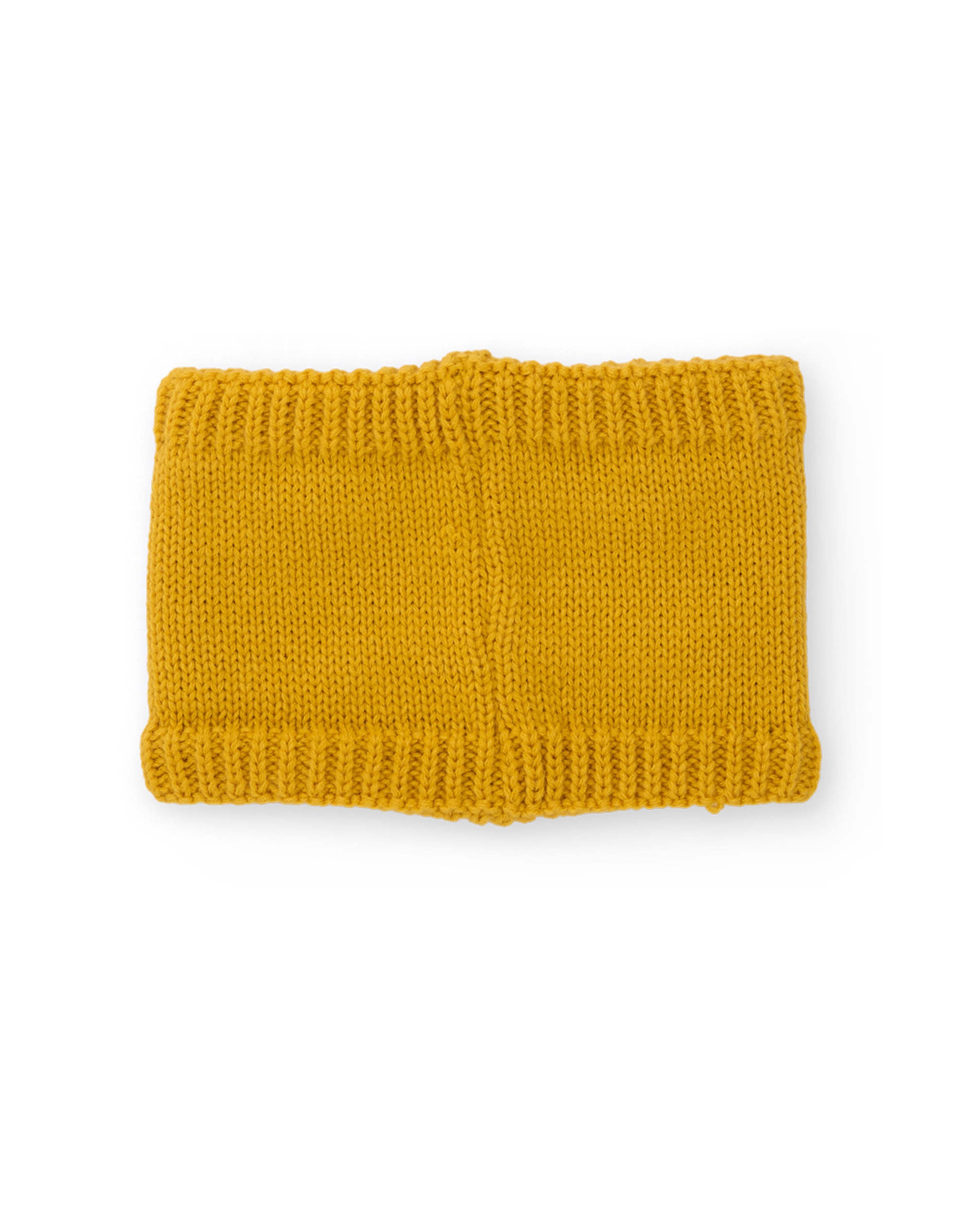 Gola Infantil de Tricô com Design de Tigre e Tecido Quente Amarelo-2