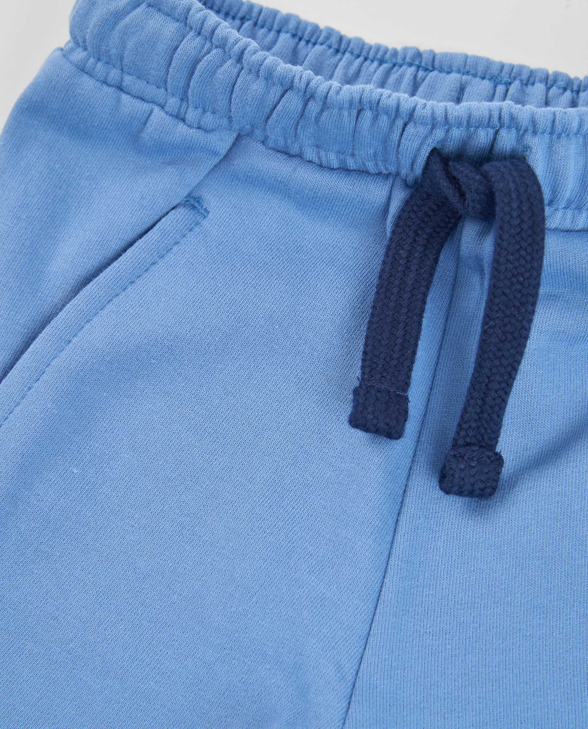 Calças Infantil de Felpa com Bolso e Cintura Ajustável Azul-3