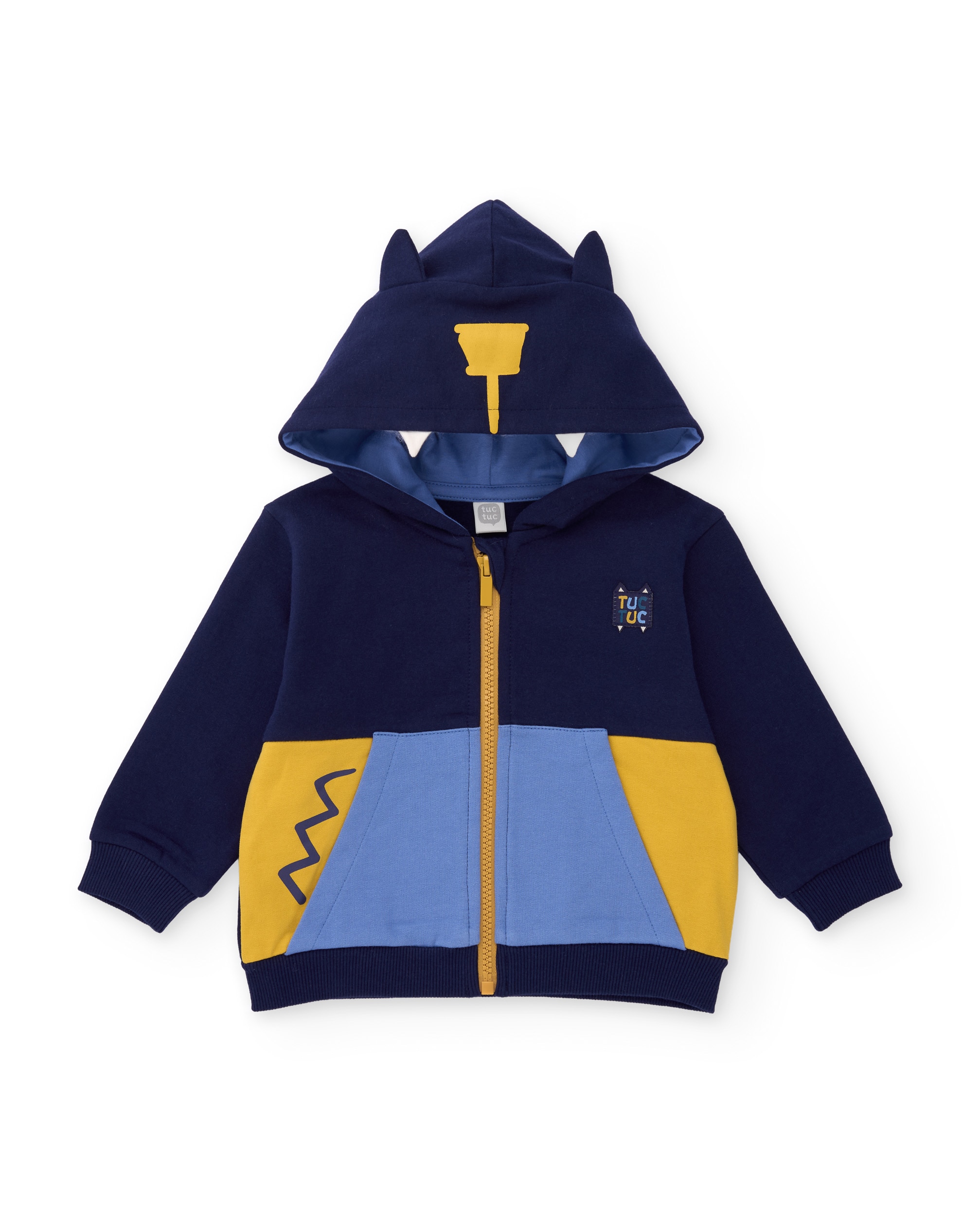 Conjunto Infantil de Felpa com Sweatshirt de Capuz com Orelhas e Calças Azul-2