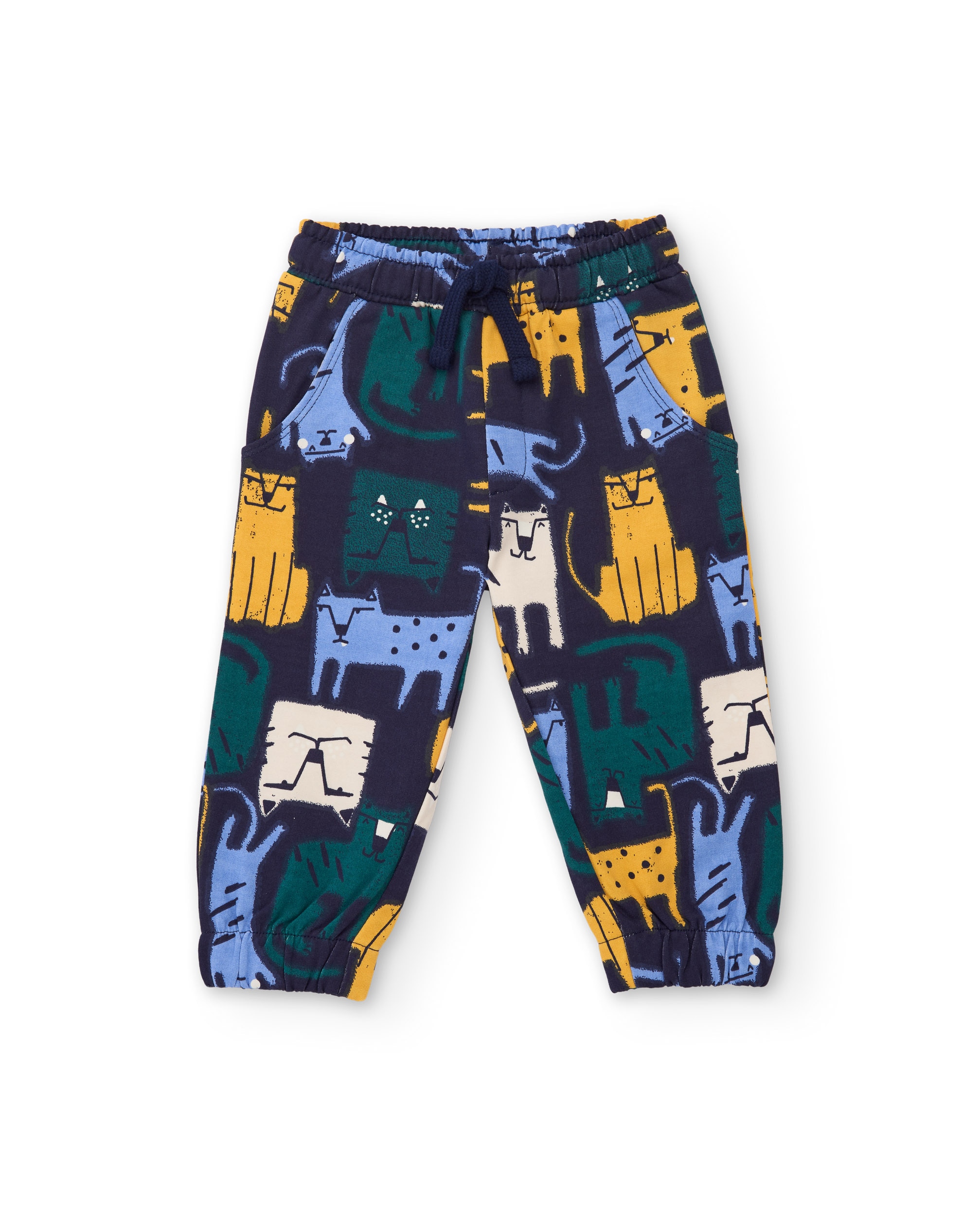 Conjunto Infantil de Felpa com Sweatshirt de Design de Tigre e Calças em Conjunto Amarelo-4