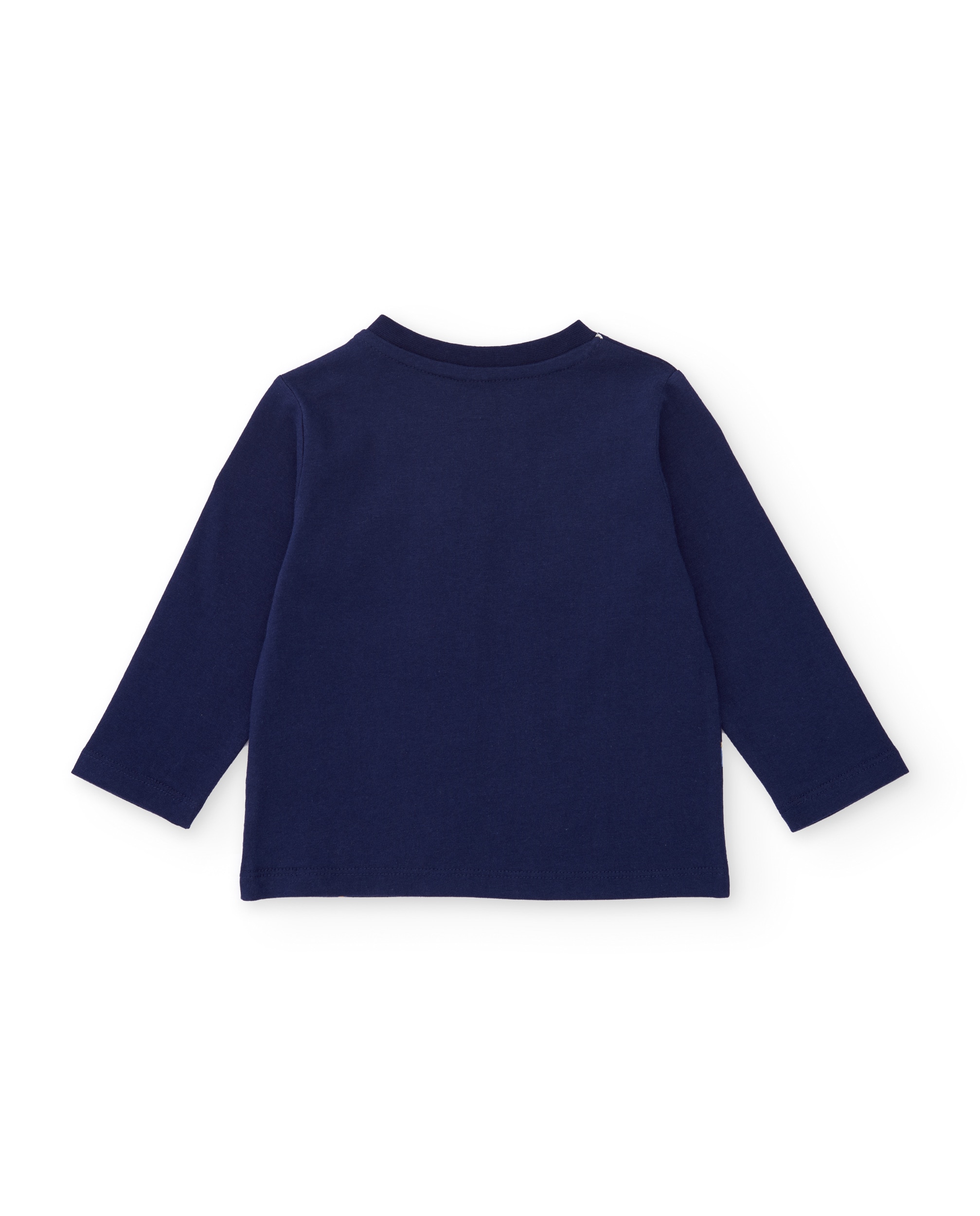 T-shirt Infantil de Malha com Manga Comprida e Estampado Lúdico Azul-marinho-2