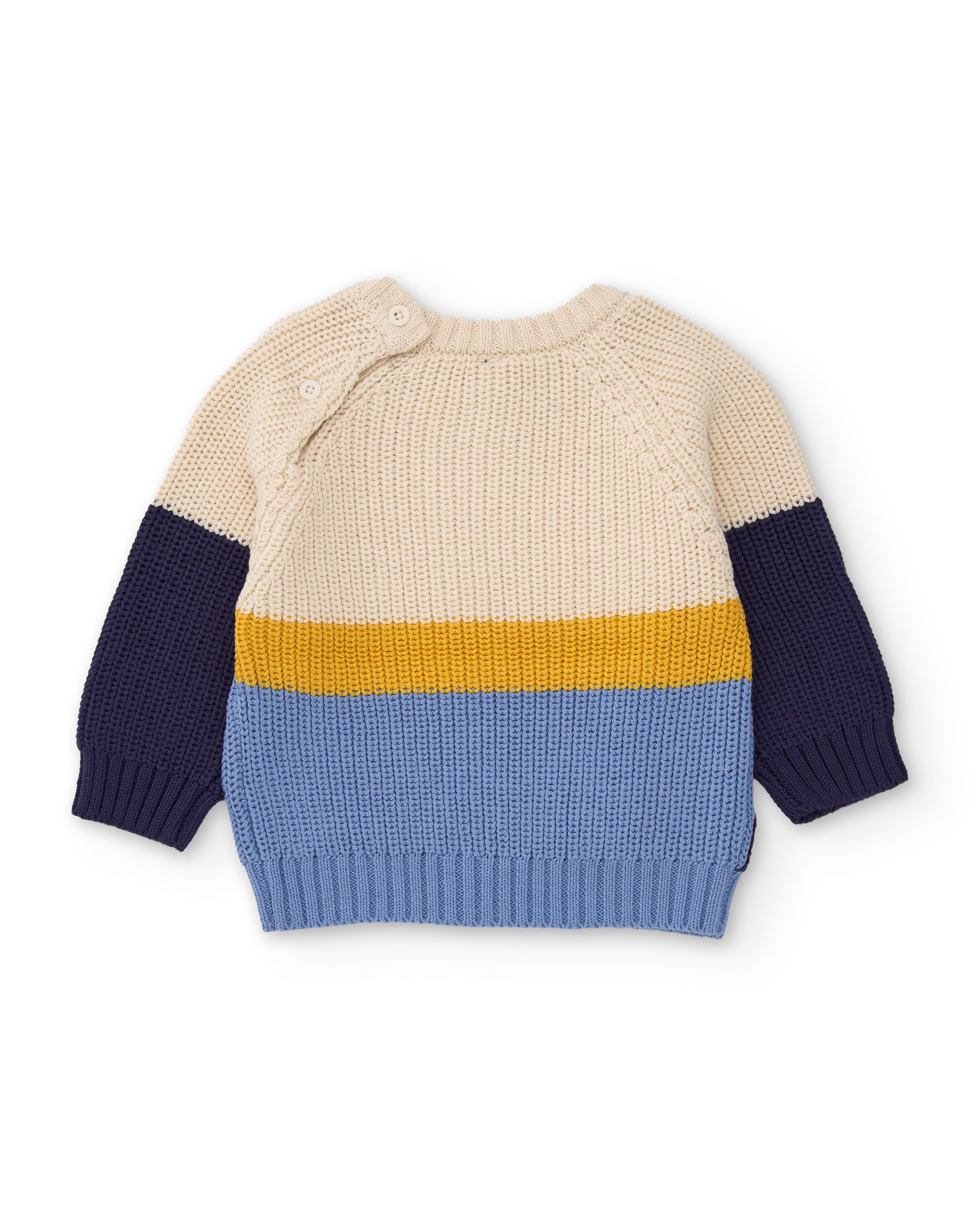 Camisola Infantil de Malha com Blocos de Cores e Tecido Quente Azul-2