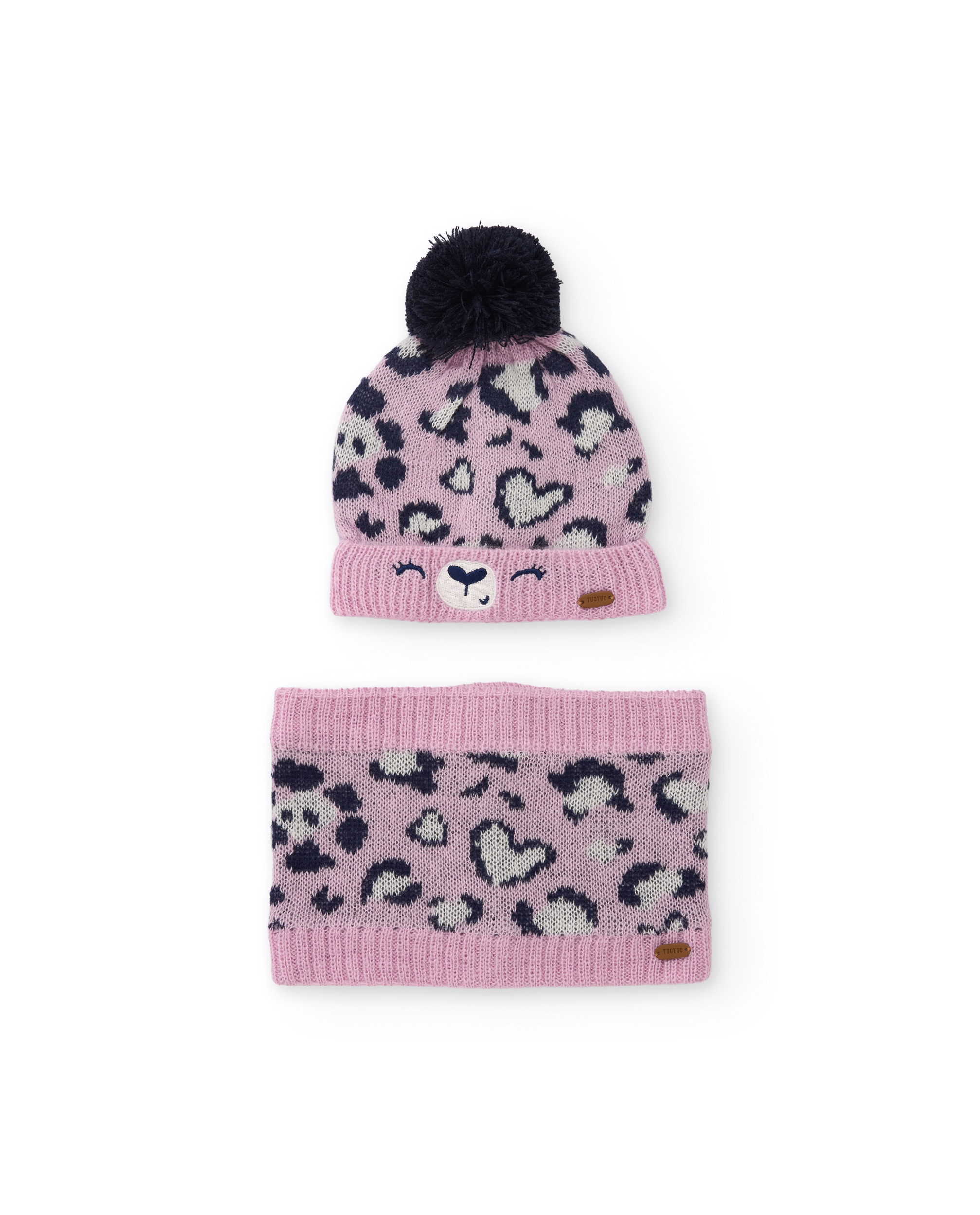 Imagem 0 de Set Infantil de Tricô com Chapéu e Gola em Animal Print