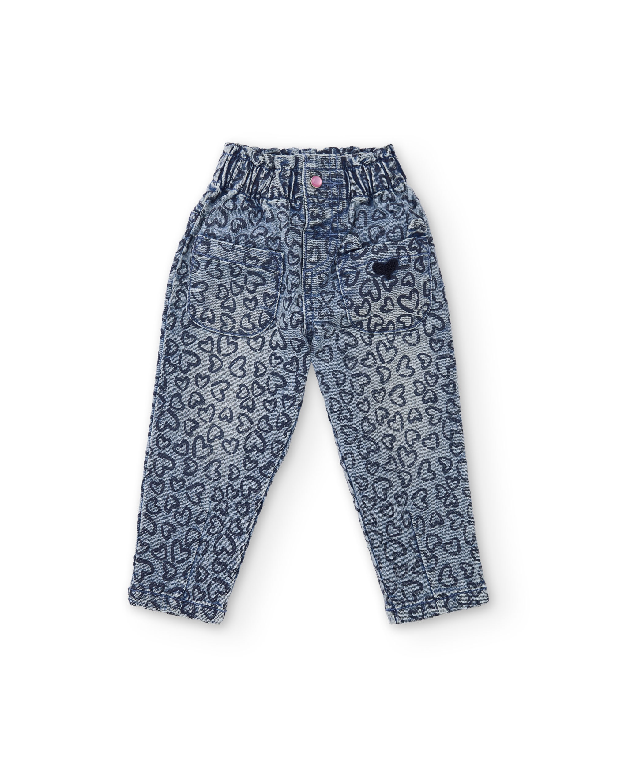 Imagem 0 de Jeans Infantil com Estampado de Corações e Tecido Suave