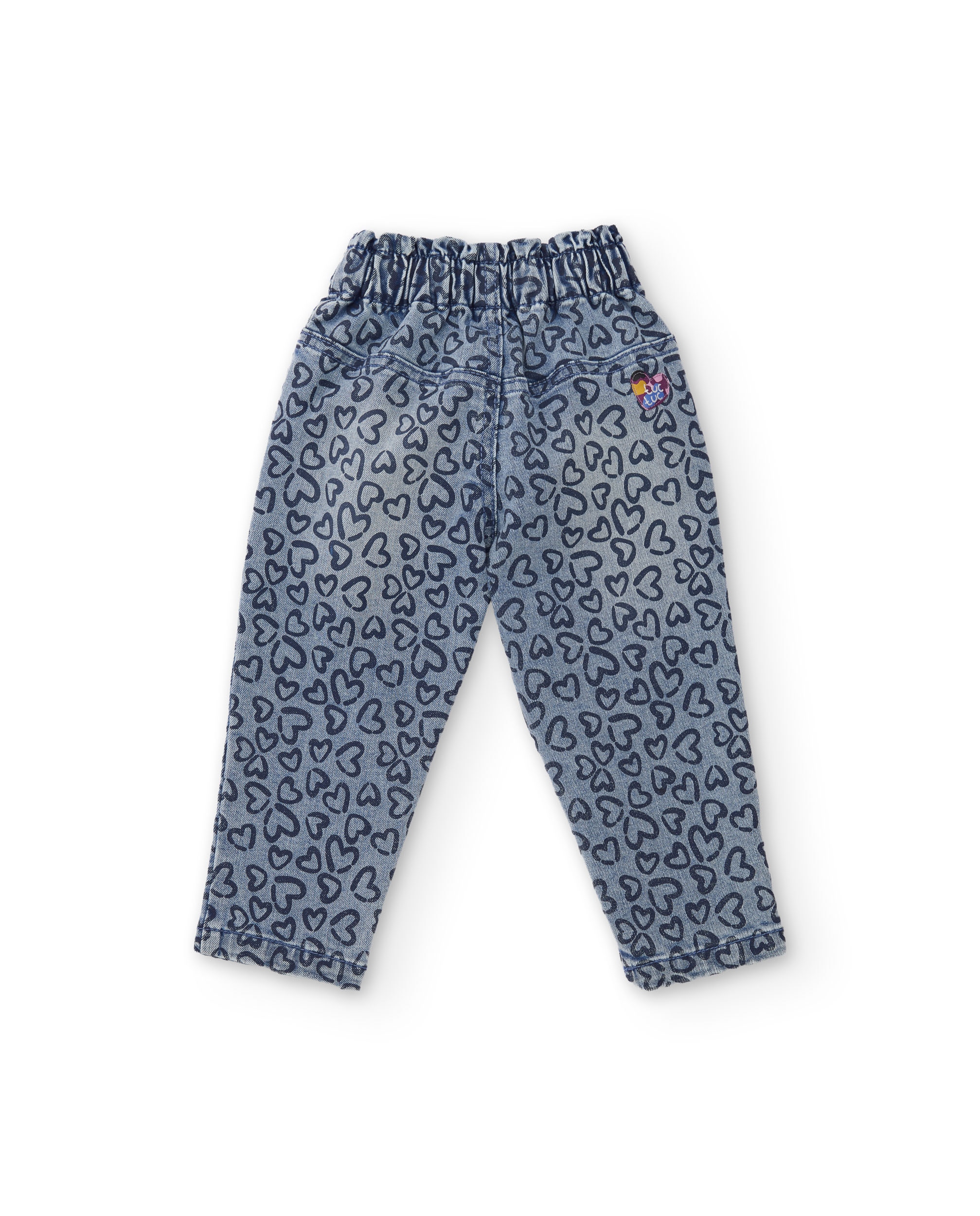 Jeans Infantil com Estampado de Corações e Tecido Suave Azul denim-2