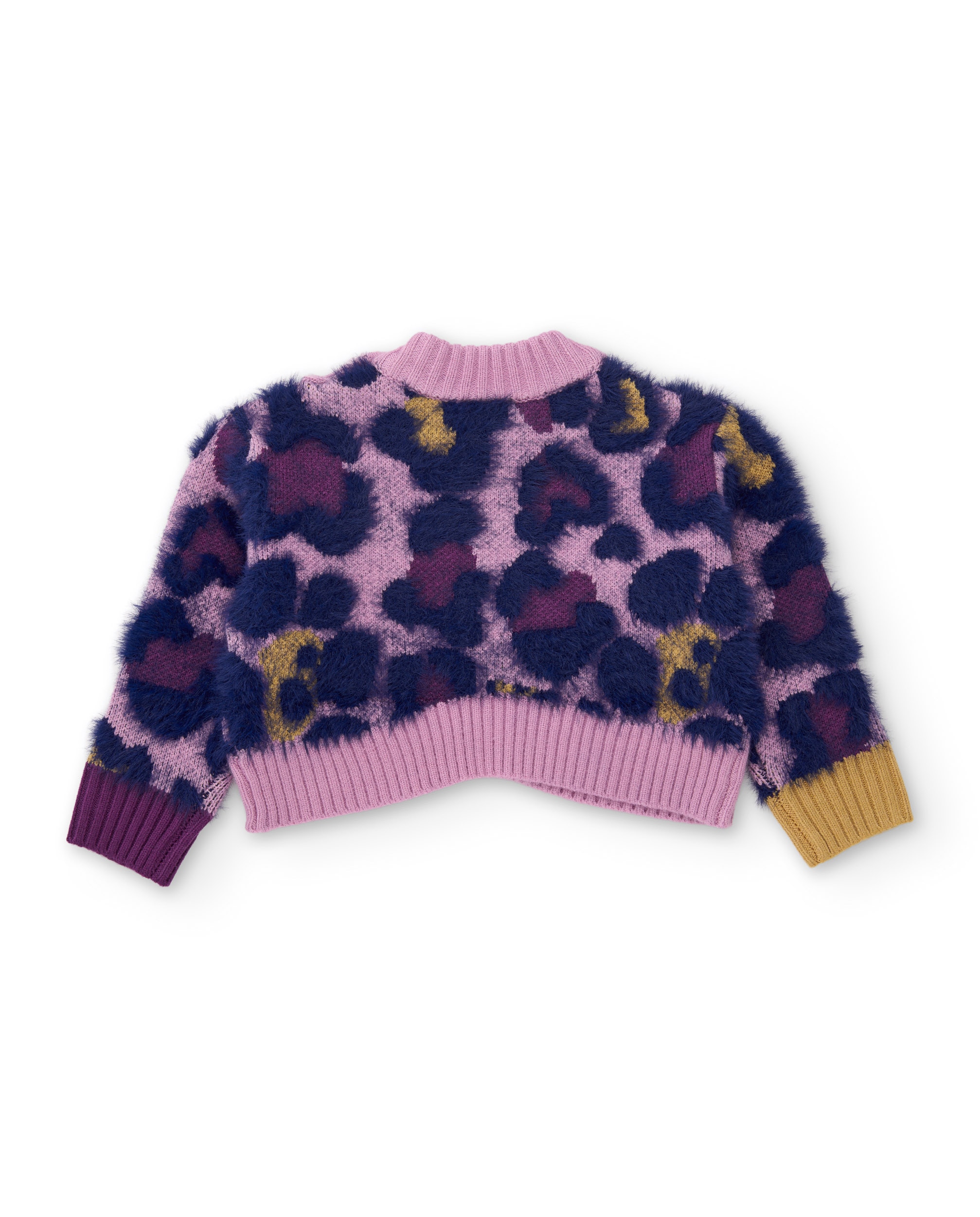 Camisola Infantil de Tricô com Estampado Animal Print e Tecido Quente Rosa-2