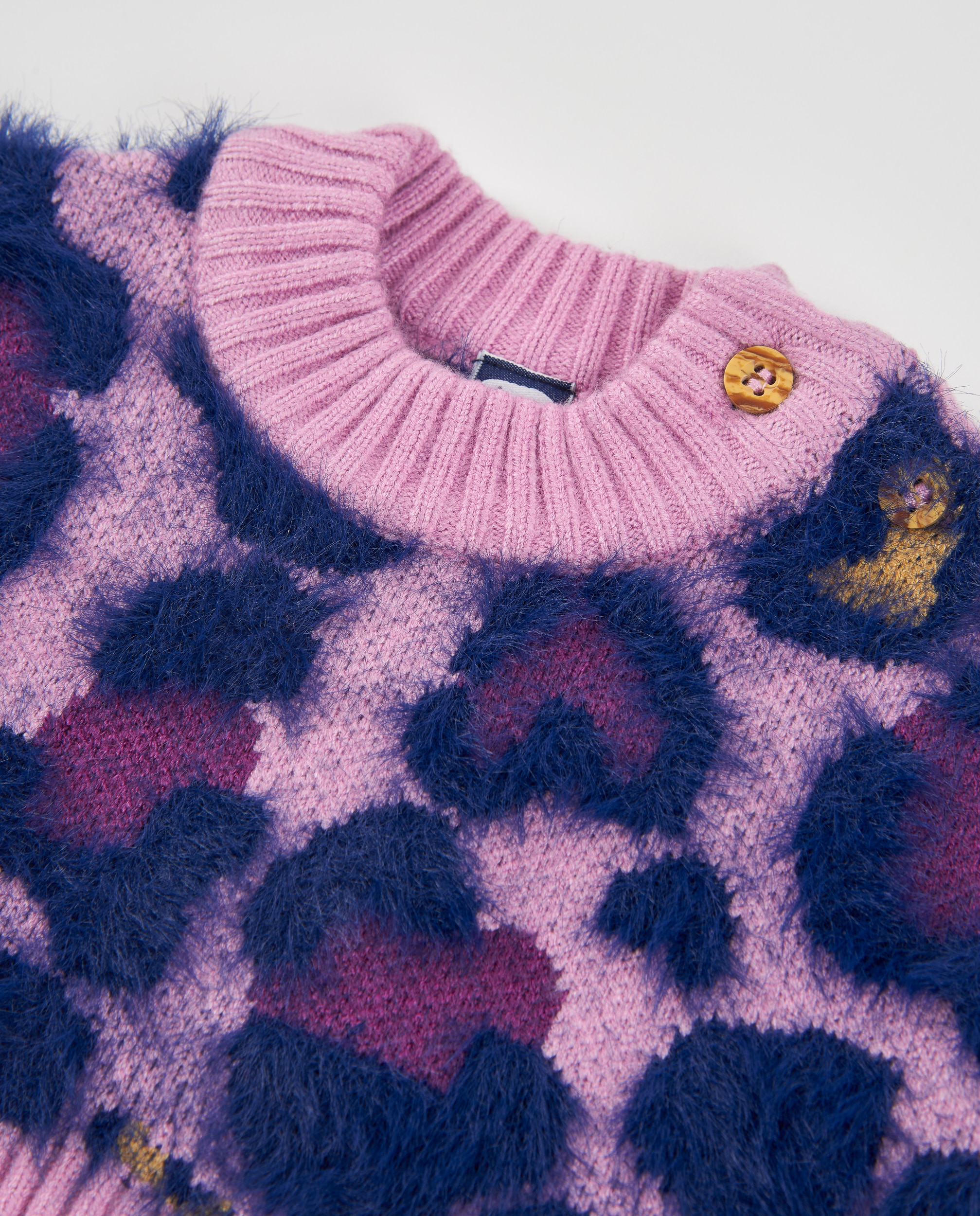 Camisola Infantil de Tricô com Estampado Animal Print e Tecido Quente Rosa-3