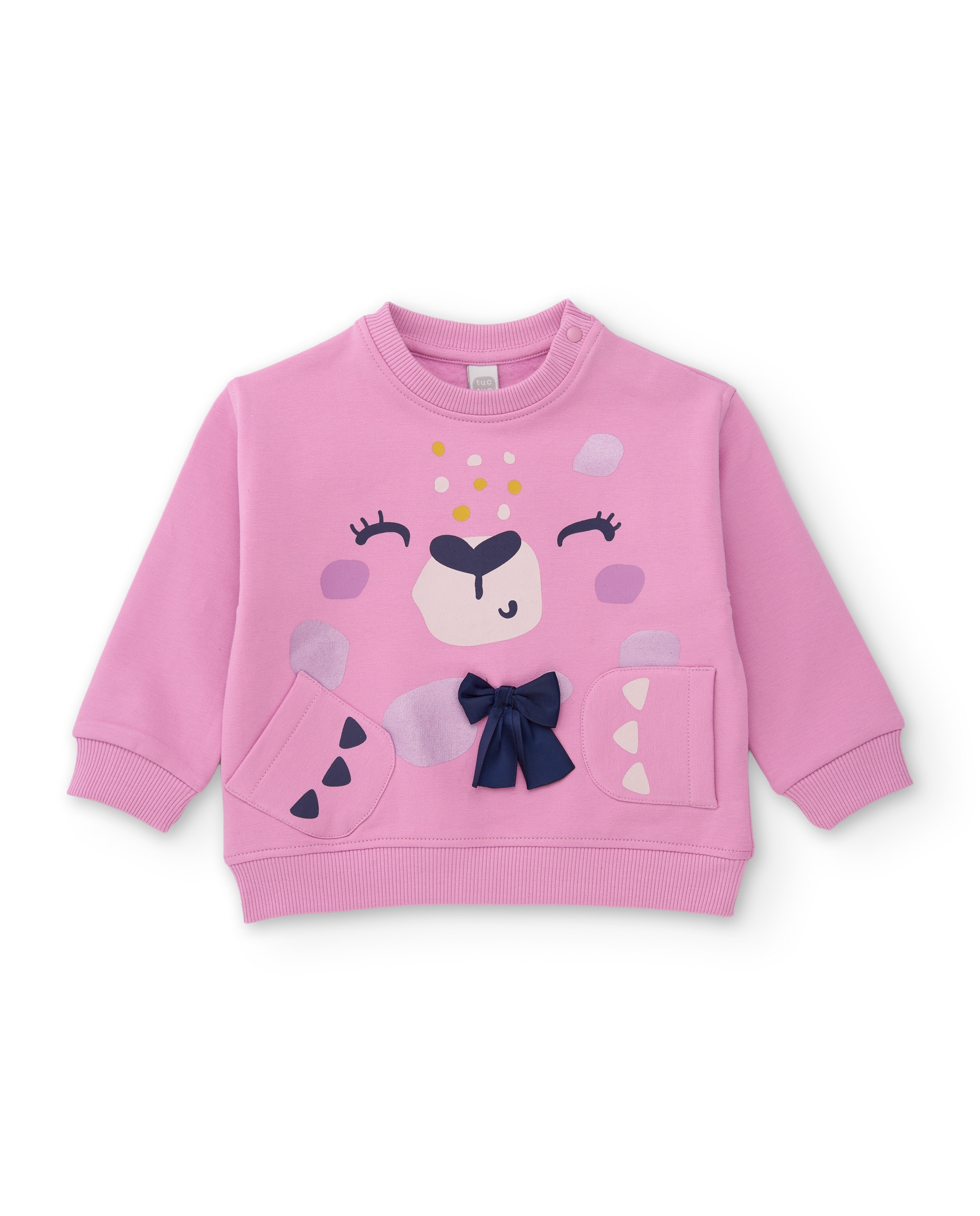Conjunto Infantil de Felpa com Sweatshirt de Design Divertido e Calças em Conjunto Rosa-2
