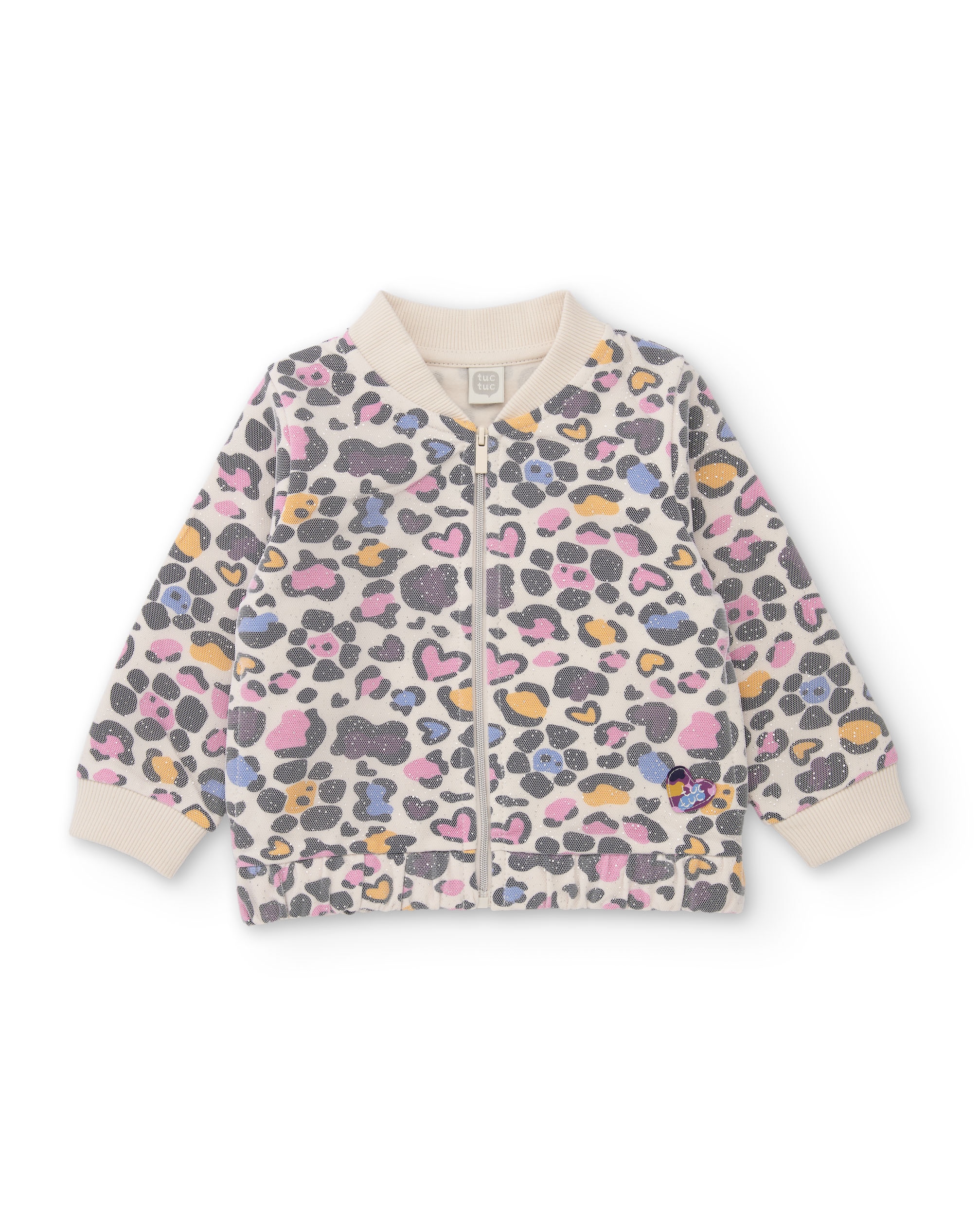 Casaco Infantil de Tecido Plano com Design Animal Print e Fecho Zip Cru-2