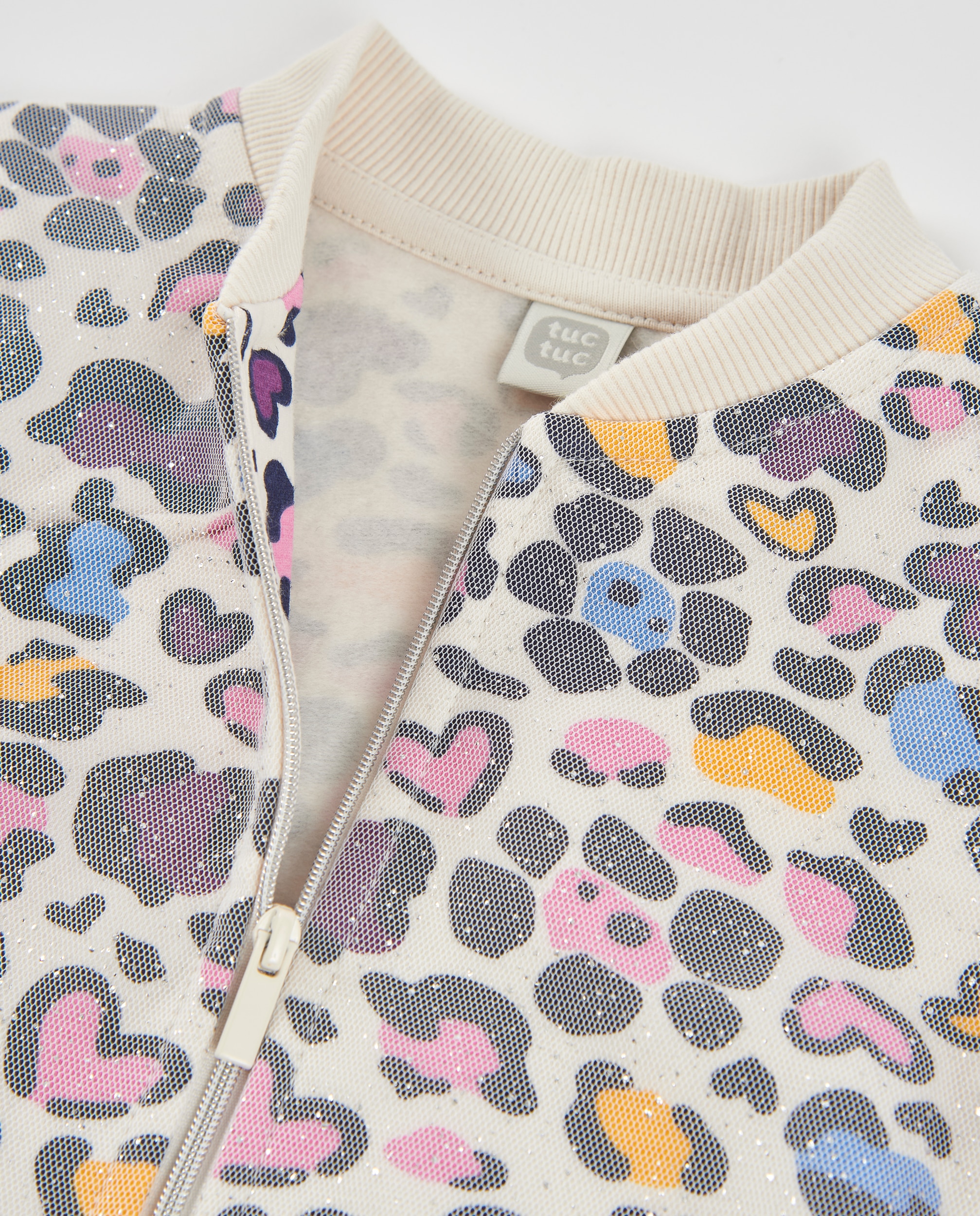 Casaco Infantil de Tecido Plano com Design Animal Print e Fecho Zip Cru-4