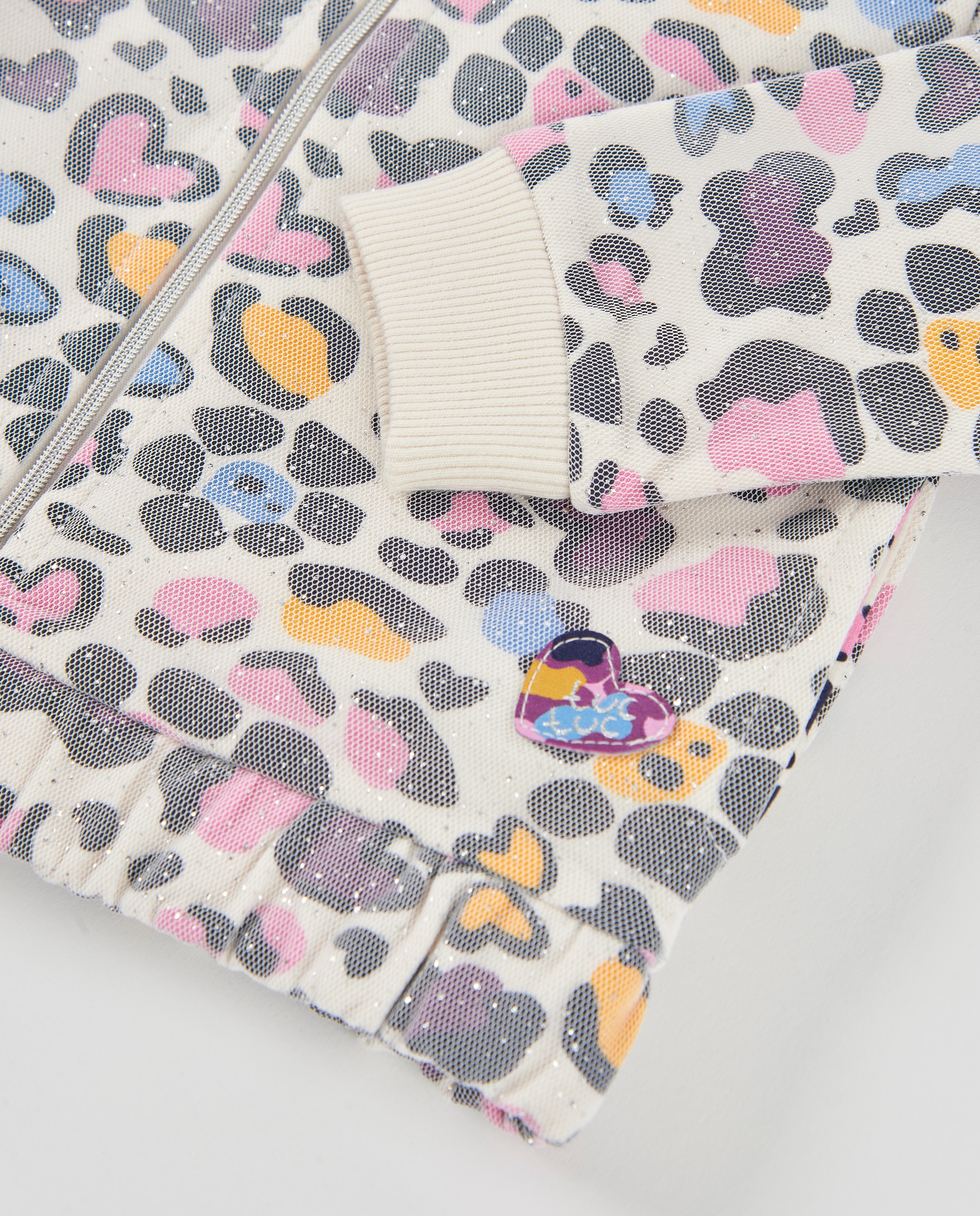 Casaco Infantil de Tecido Plano com Design Animal Print e Fecho Zip Cru-5