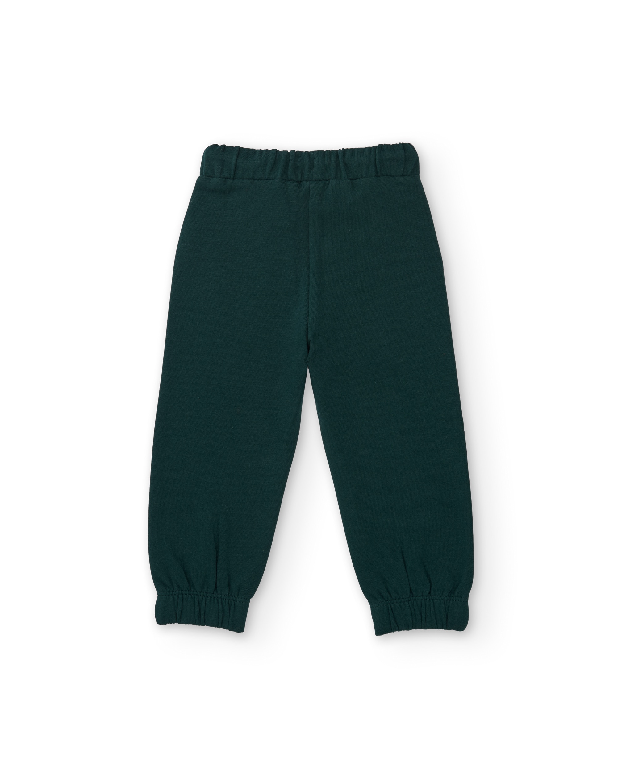 Calças Infantil de Felpa com Cintura Ajuste Confortável e Cordão Verde-3