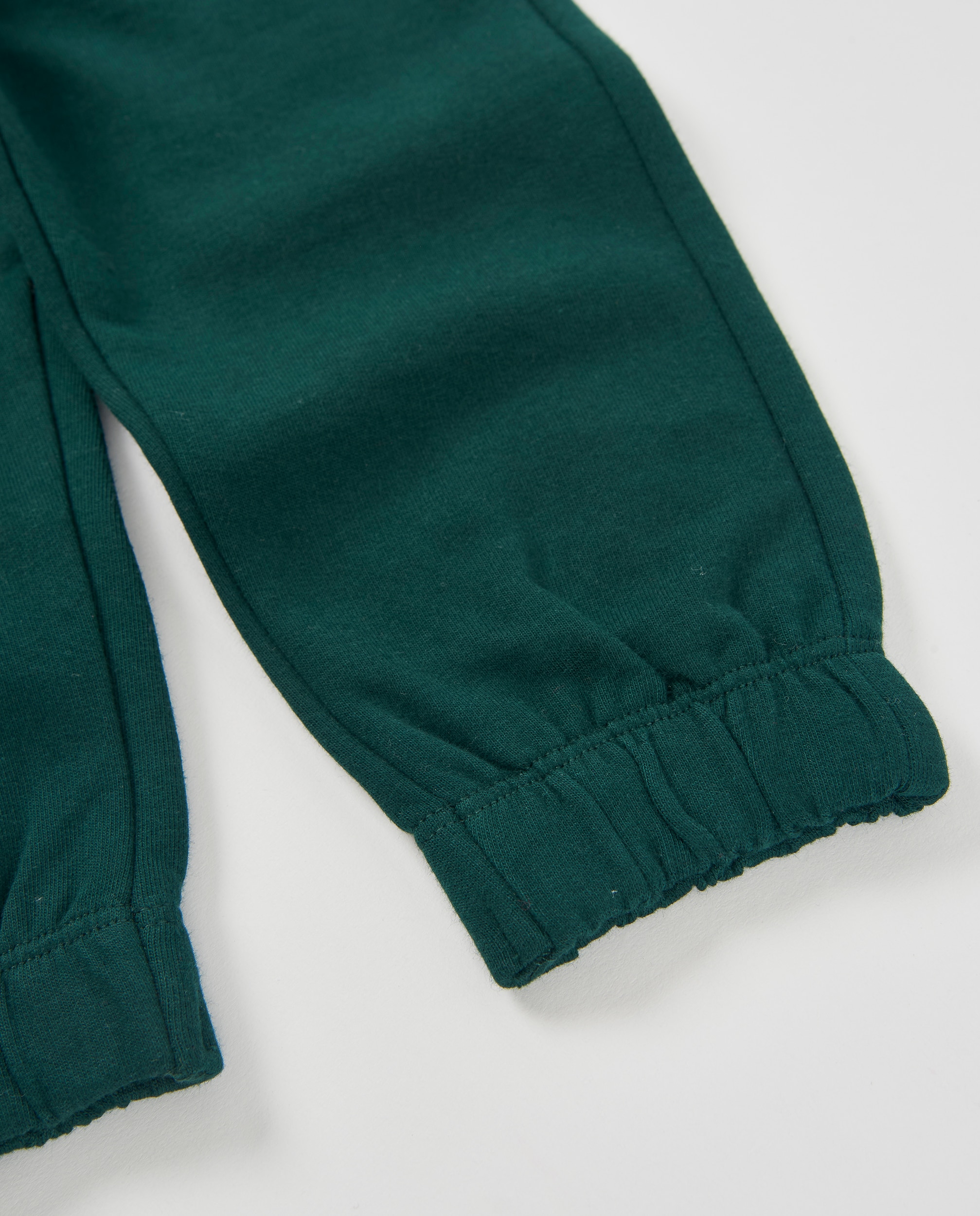 Calças Infantil de Felpa com Cintura Ajuste Confortável e Cordão Verde-5