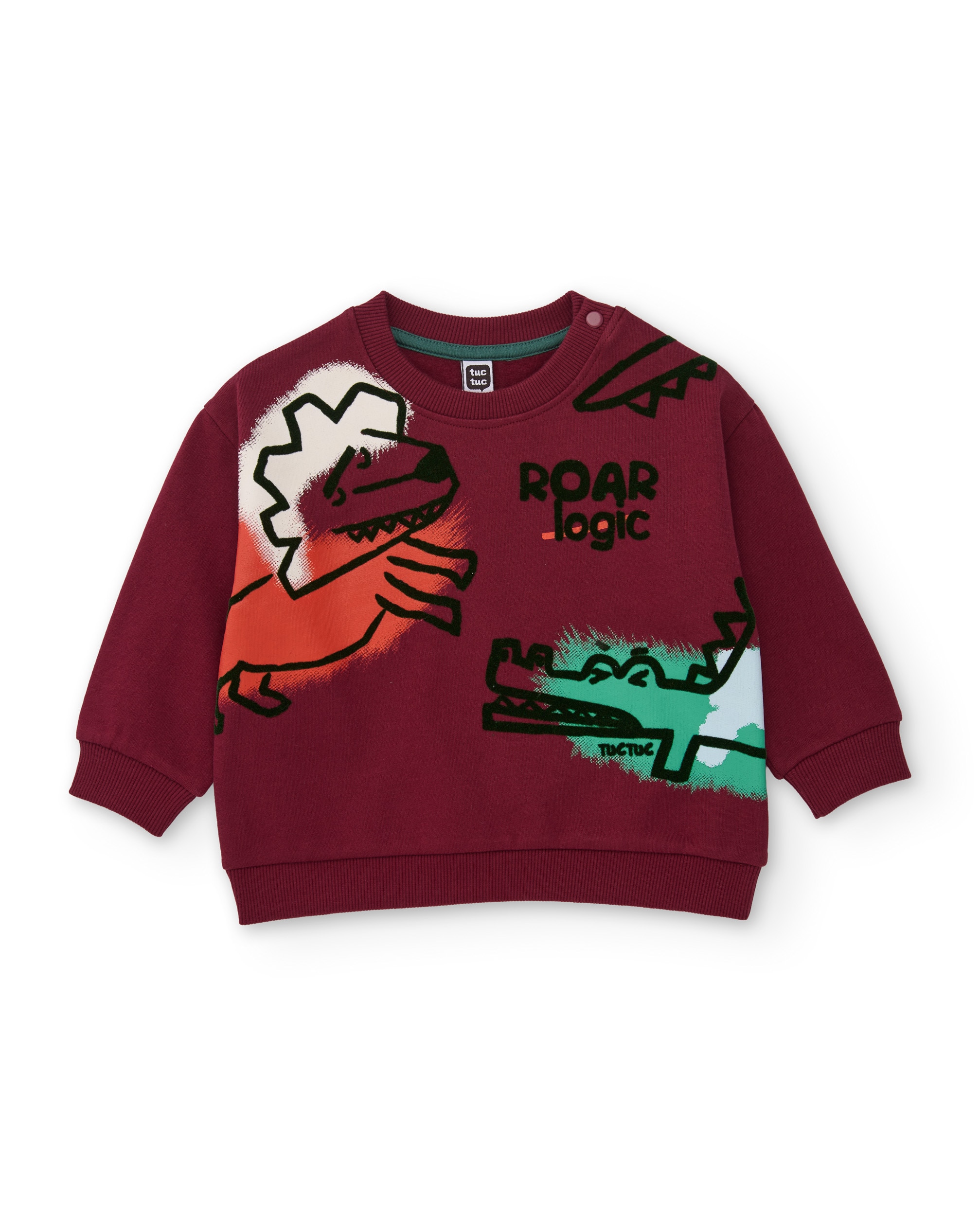Sweatshirt Infantil de Felpa com Estampado de Animais e Tecido Quente Bordeaux-2