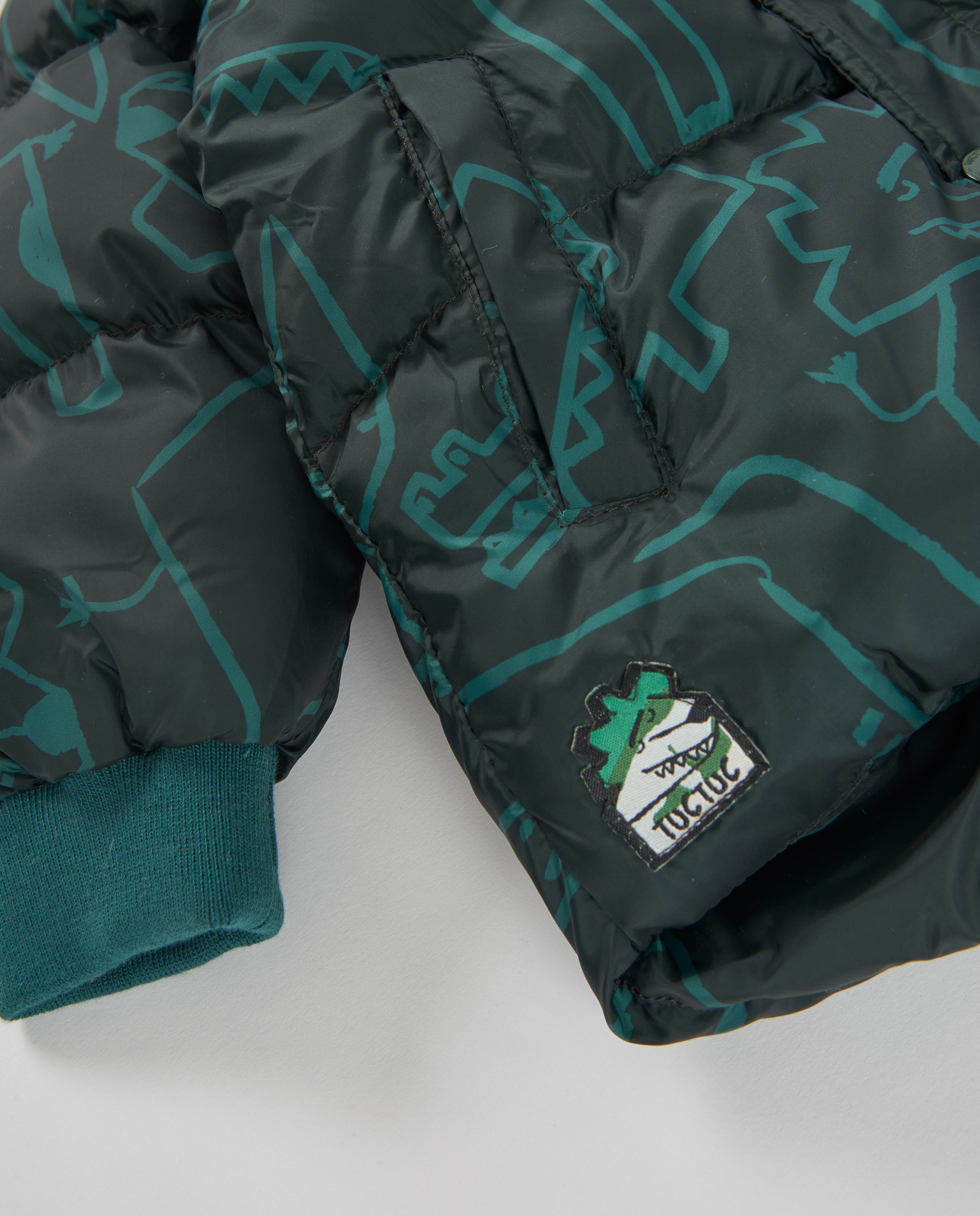 Sobretudo Infantil de Tecido Plano com Print de Rinocerontes e Forro Suave Verde-5