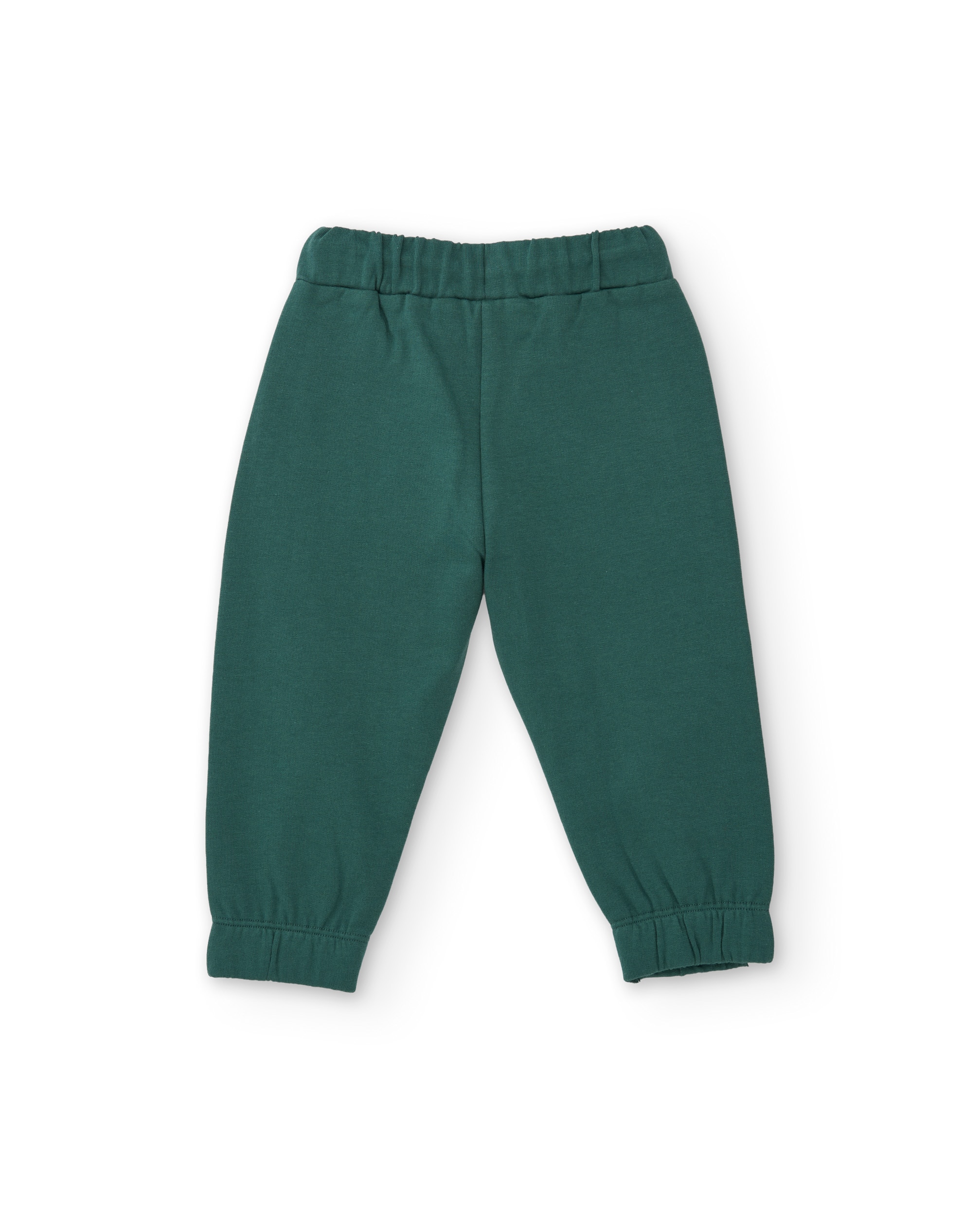 Calças Infantil de Felpa com Bolso Lateral e Cintura Elástica Verde-3