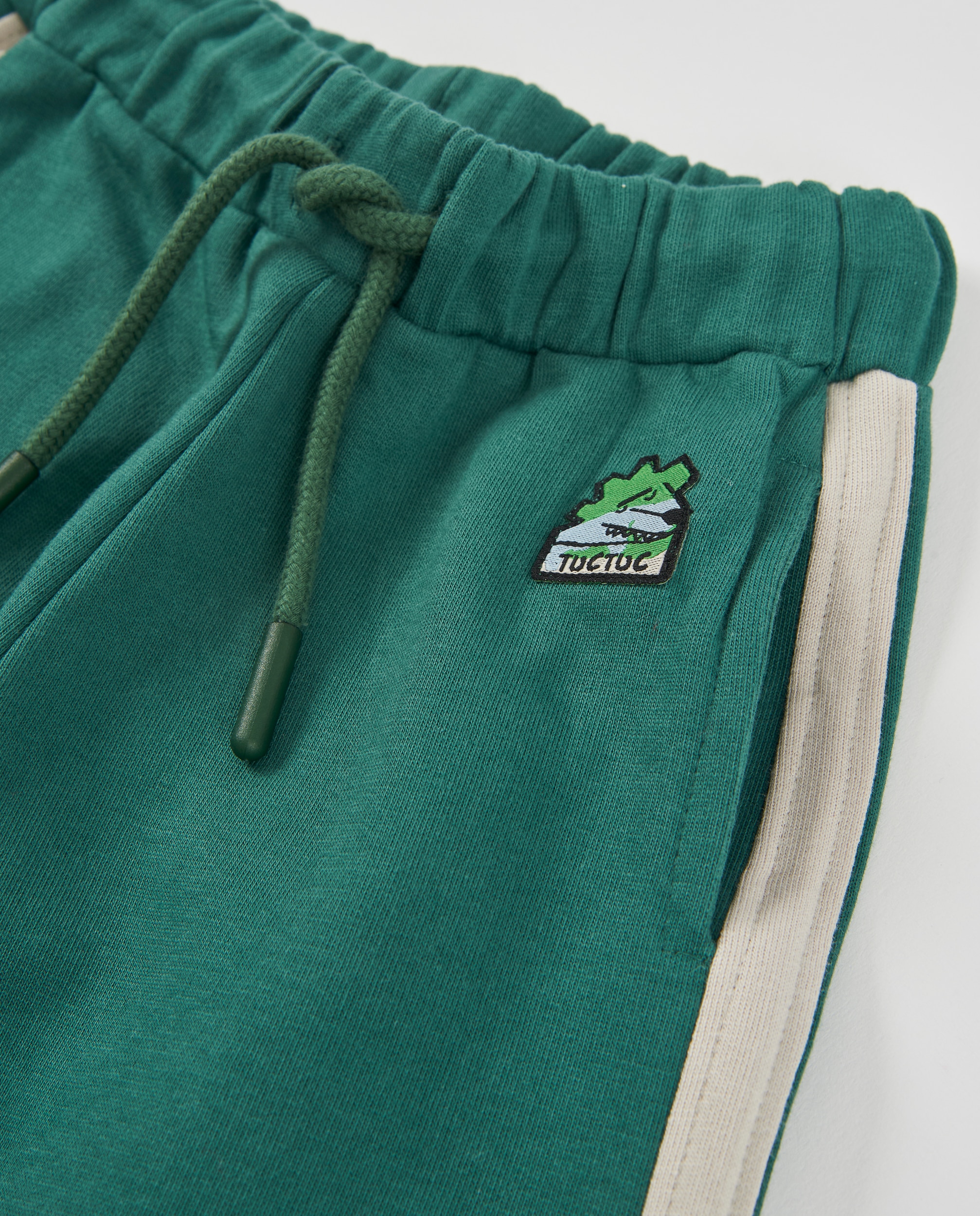 Calças Infantil de Felpa com Bolso Lateral e Cintura Elástica Verde-4