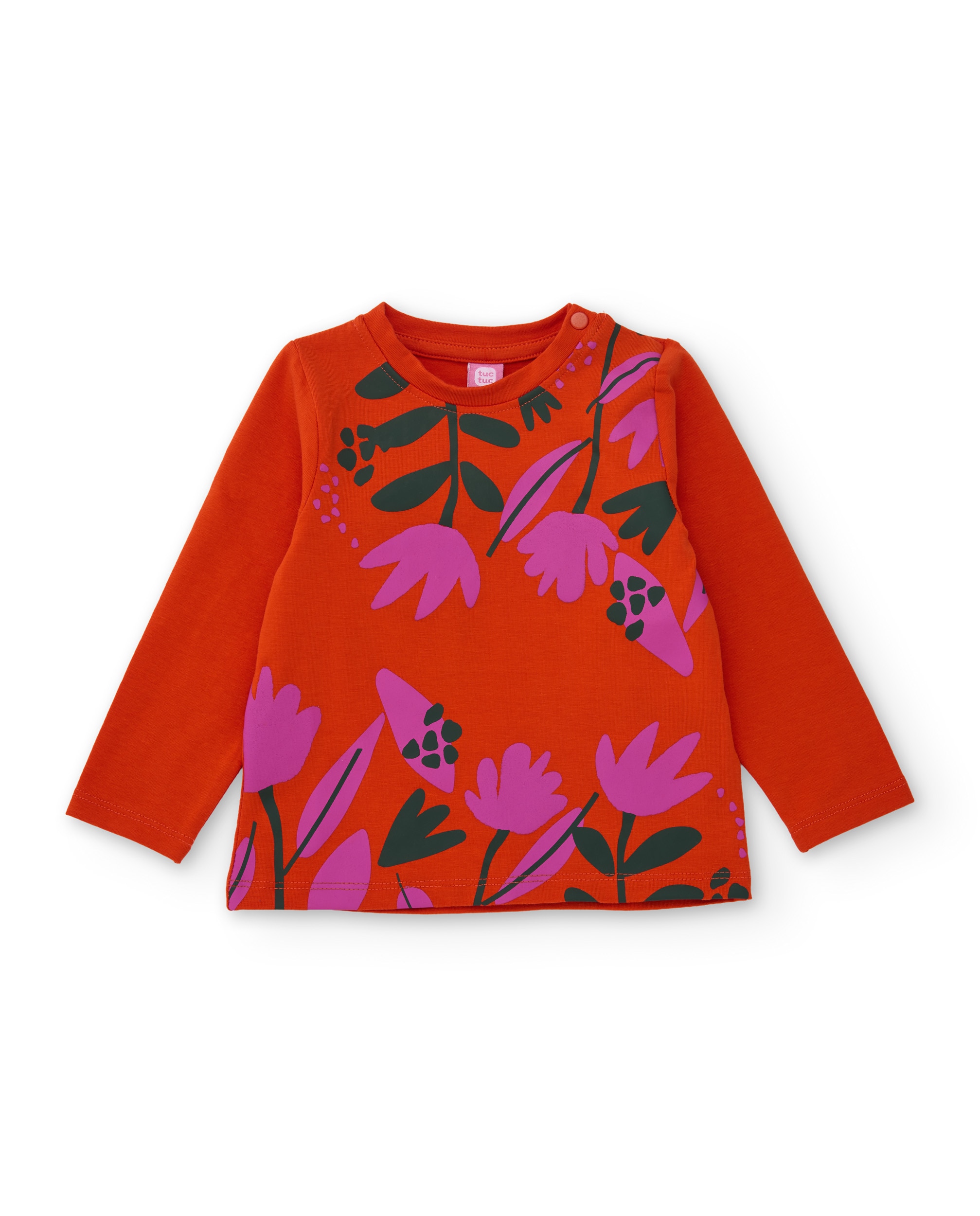 Imagem 0 de T-shirt Infantil de Malha com Estampado de Flores e Manga Comprida