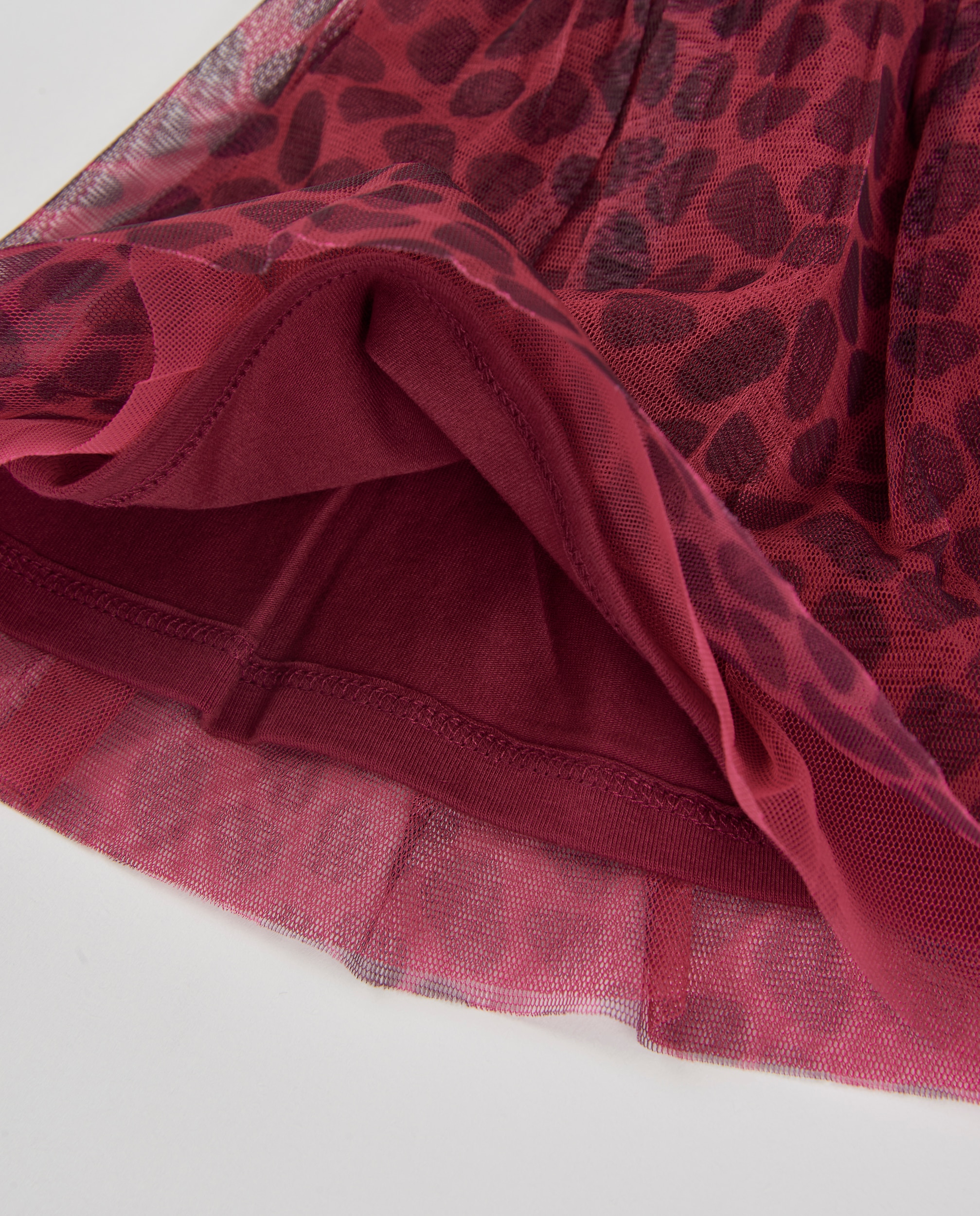 Saia Infantil de Tule com Design Animal Print e Acabamento Elegante Bordeaux-5