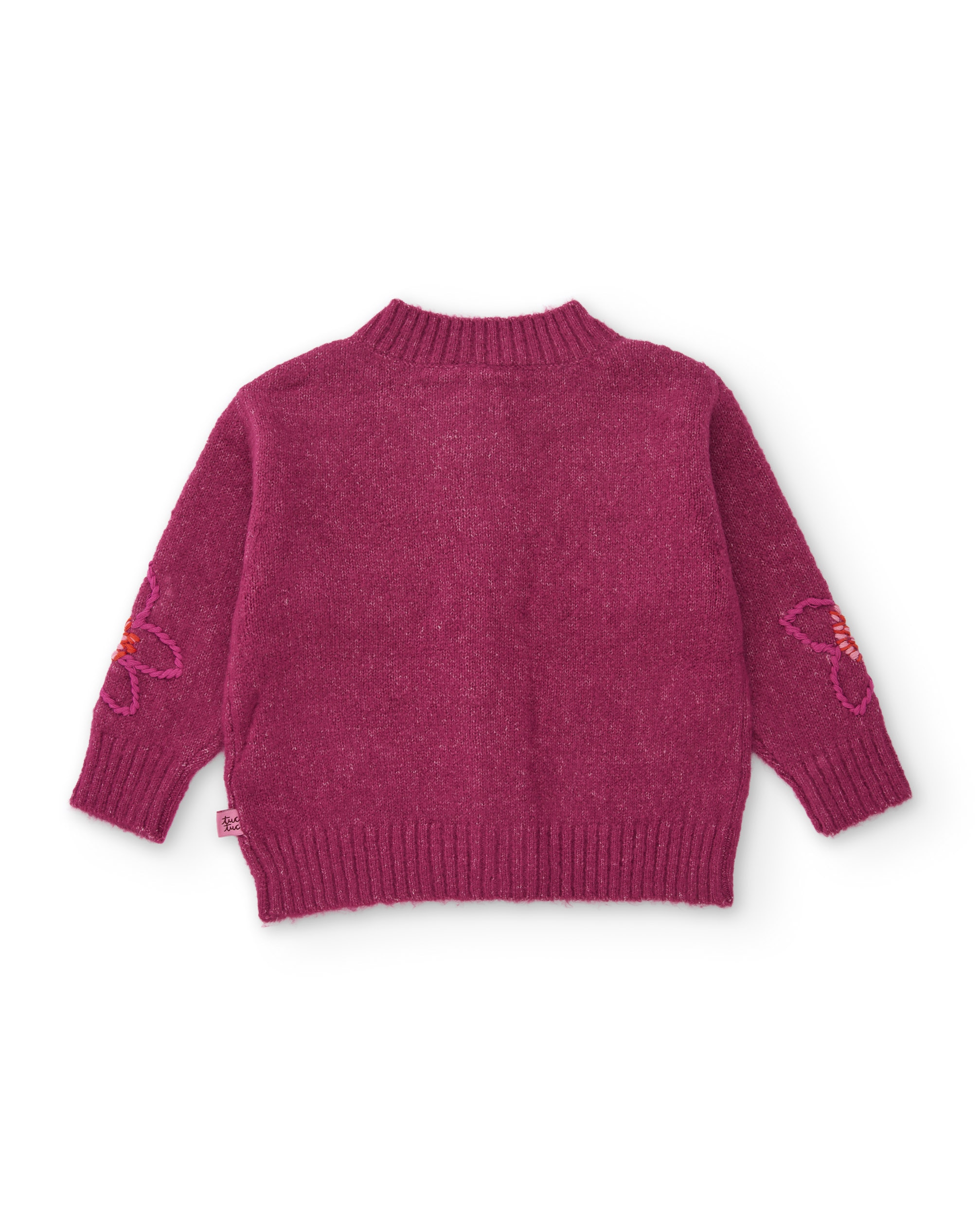 Casaco Infantil de Tricô com Bordado Floral e Design Envolvente Tuc tuc Violeta-2