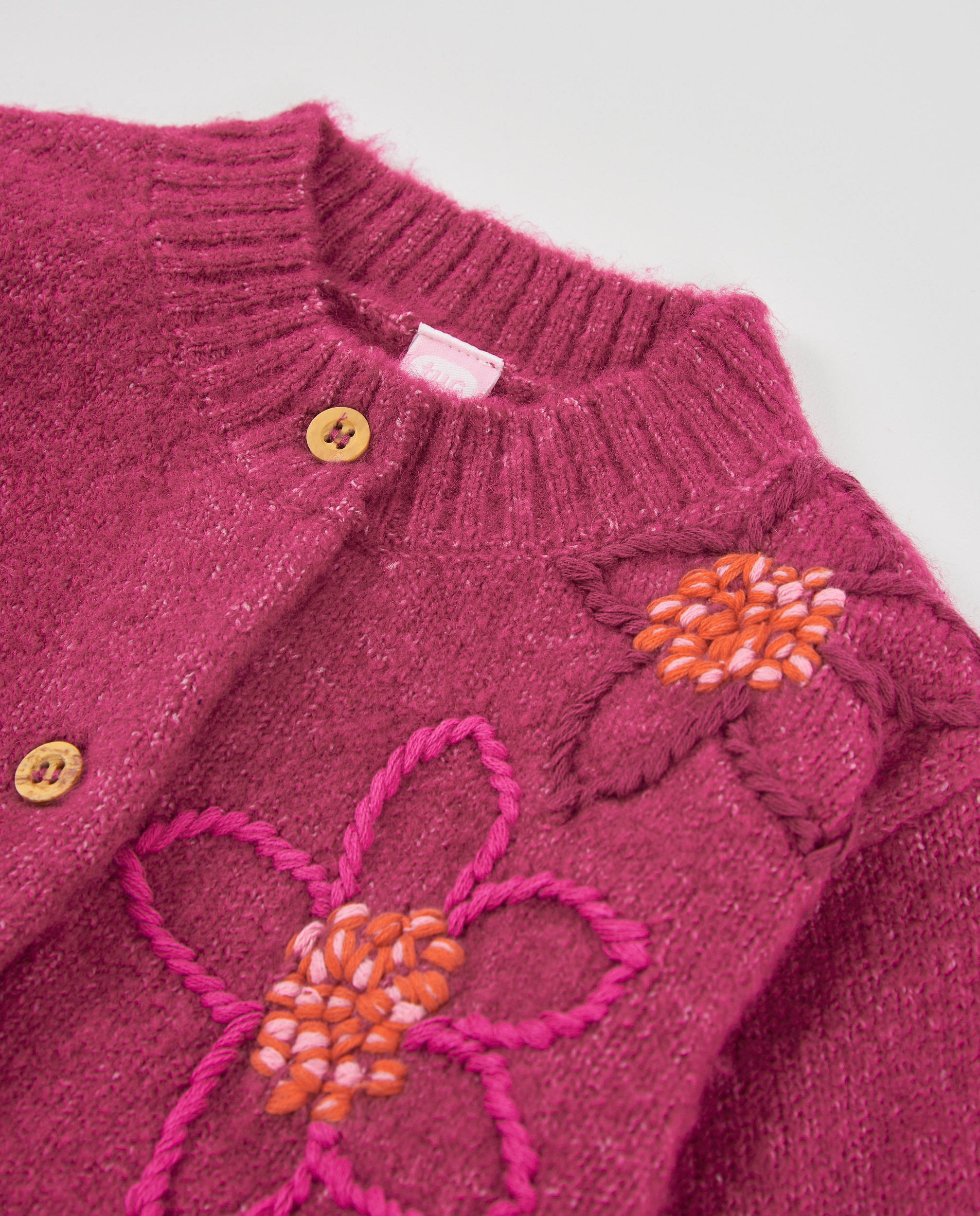 Casaco Infantil de Tricô com Bordado Floral e Design Envolvente Tuc tuc Violeta-3