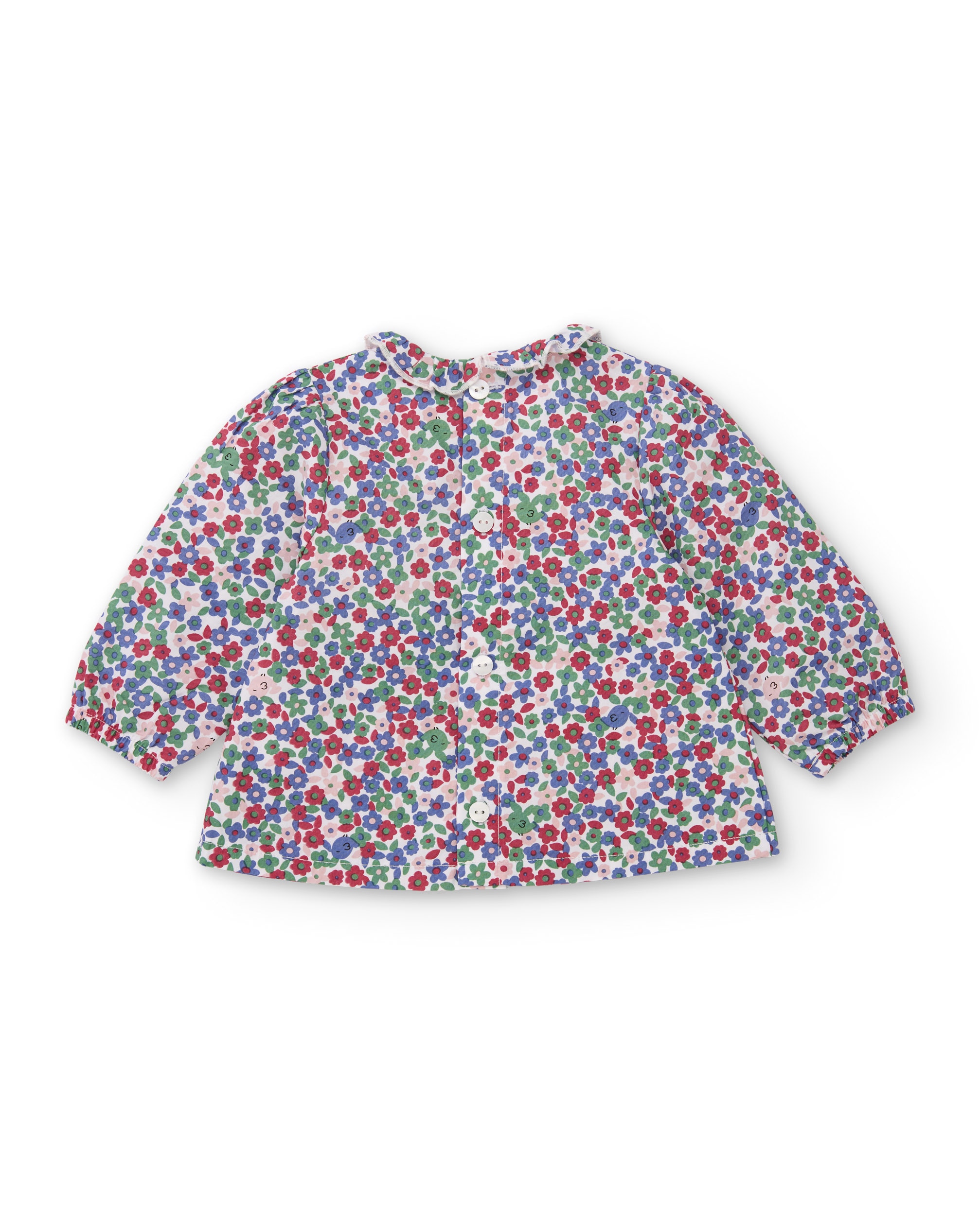 Conjunto para Bebé com Blusa Floral de Tecido Plano e Calças de Malha Multicolor-3