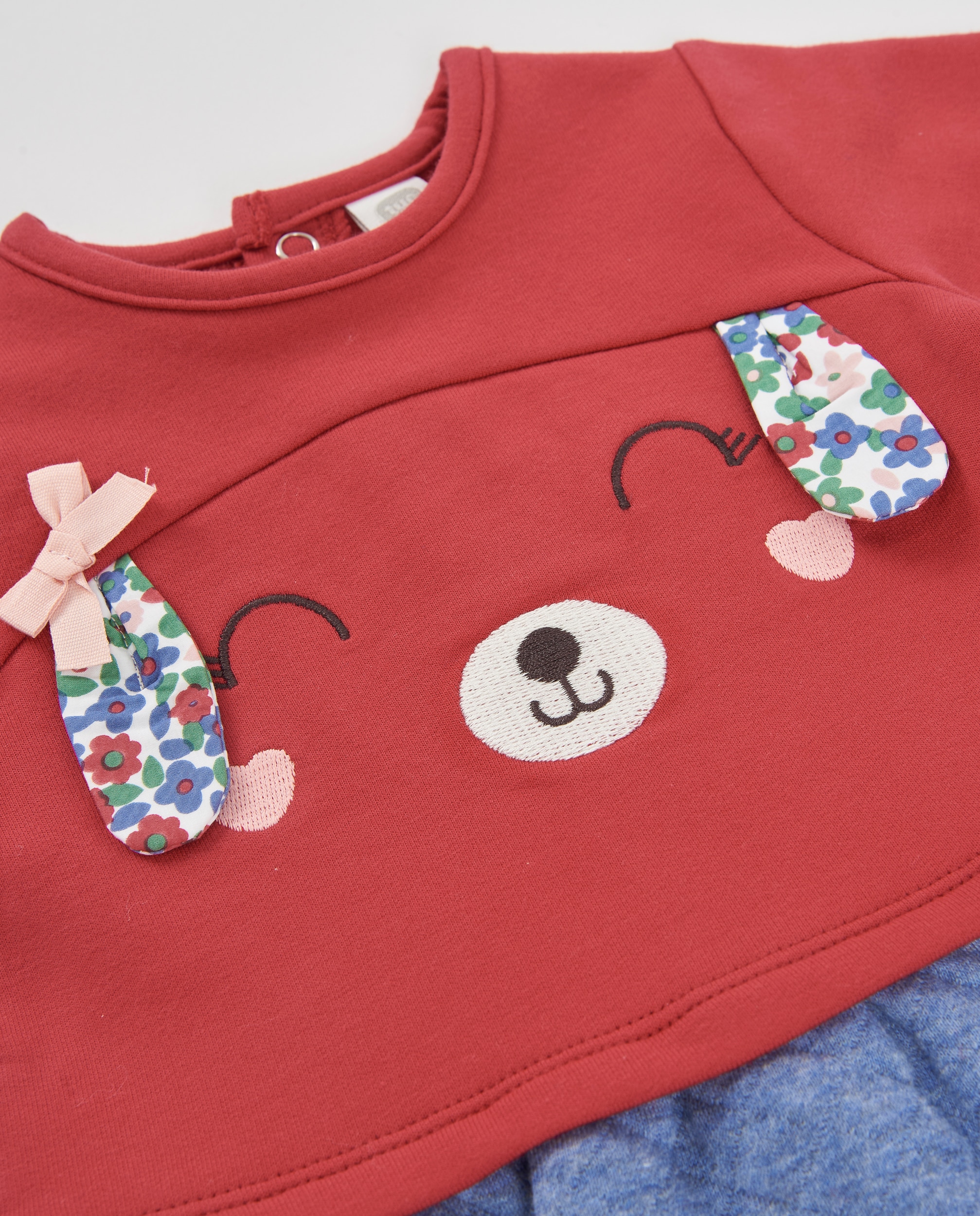 Vestido de Felpa para Bebé com Design de Cachorro Vermelho-4