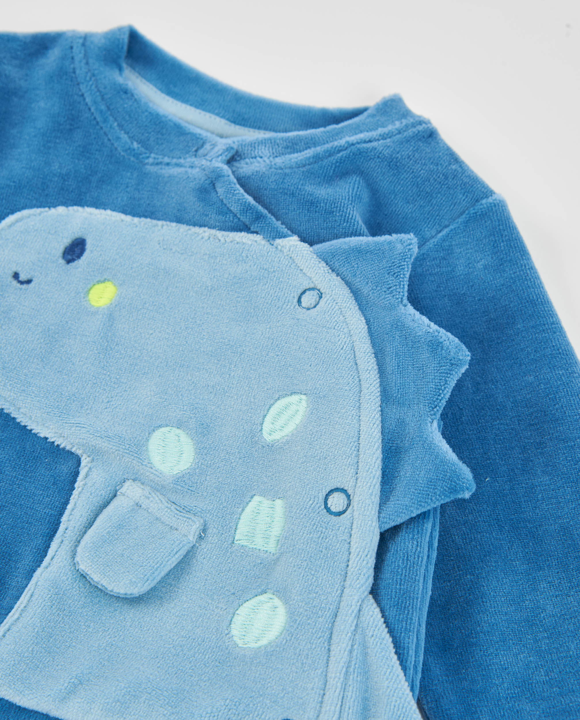 Conjunto de Malha para Bebé com Dinossauro em Relevo Azul-6