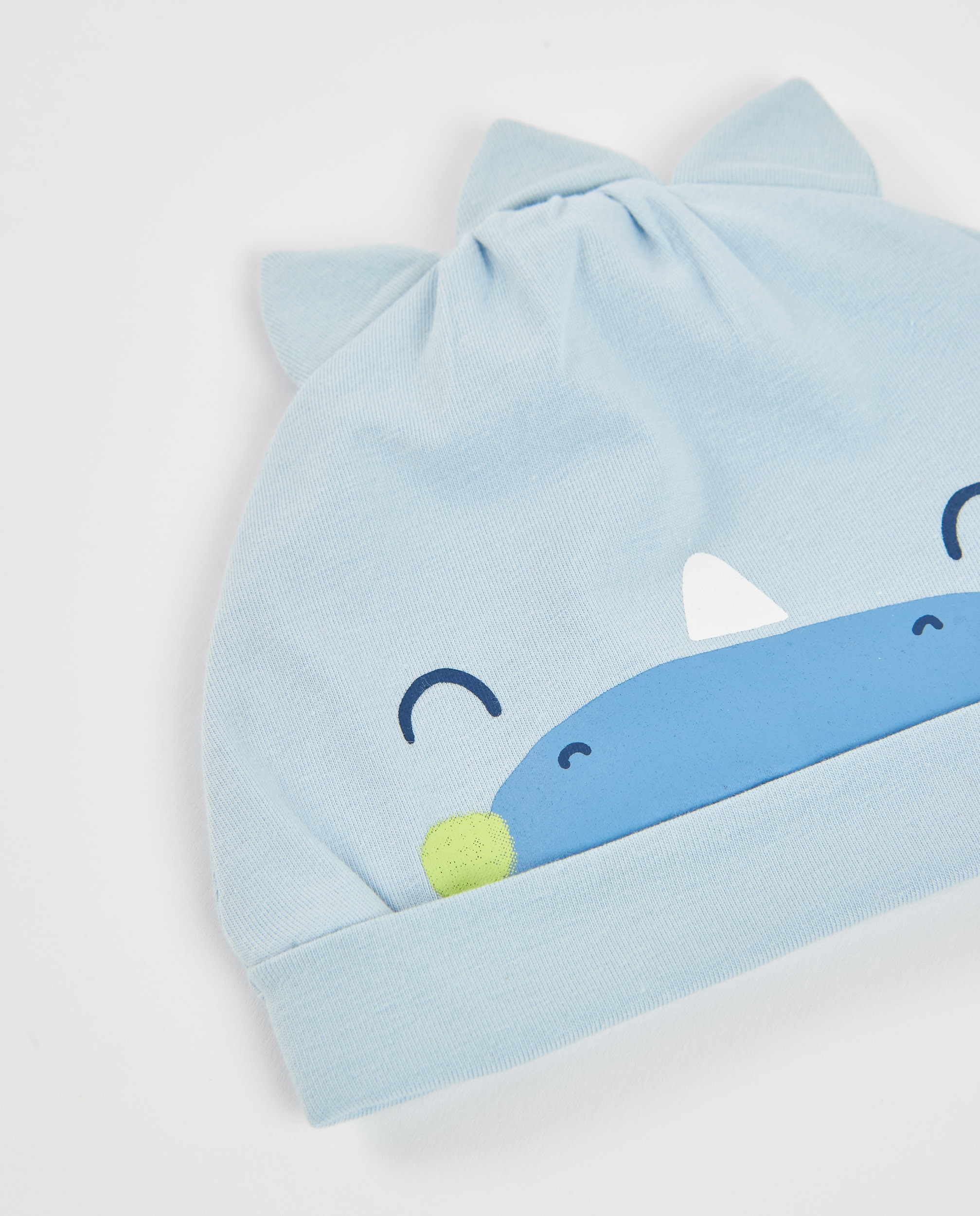 Chapéu para Bebé de Algodão com Design Animal Azul-claro-3