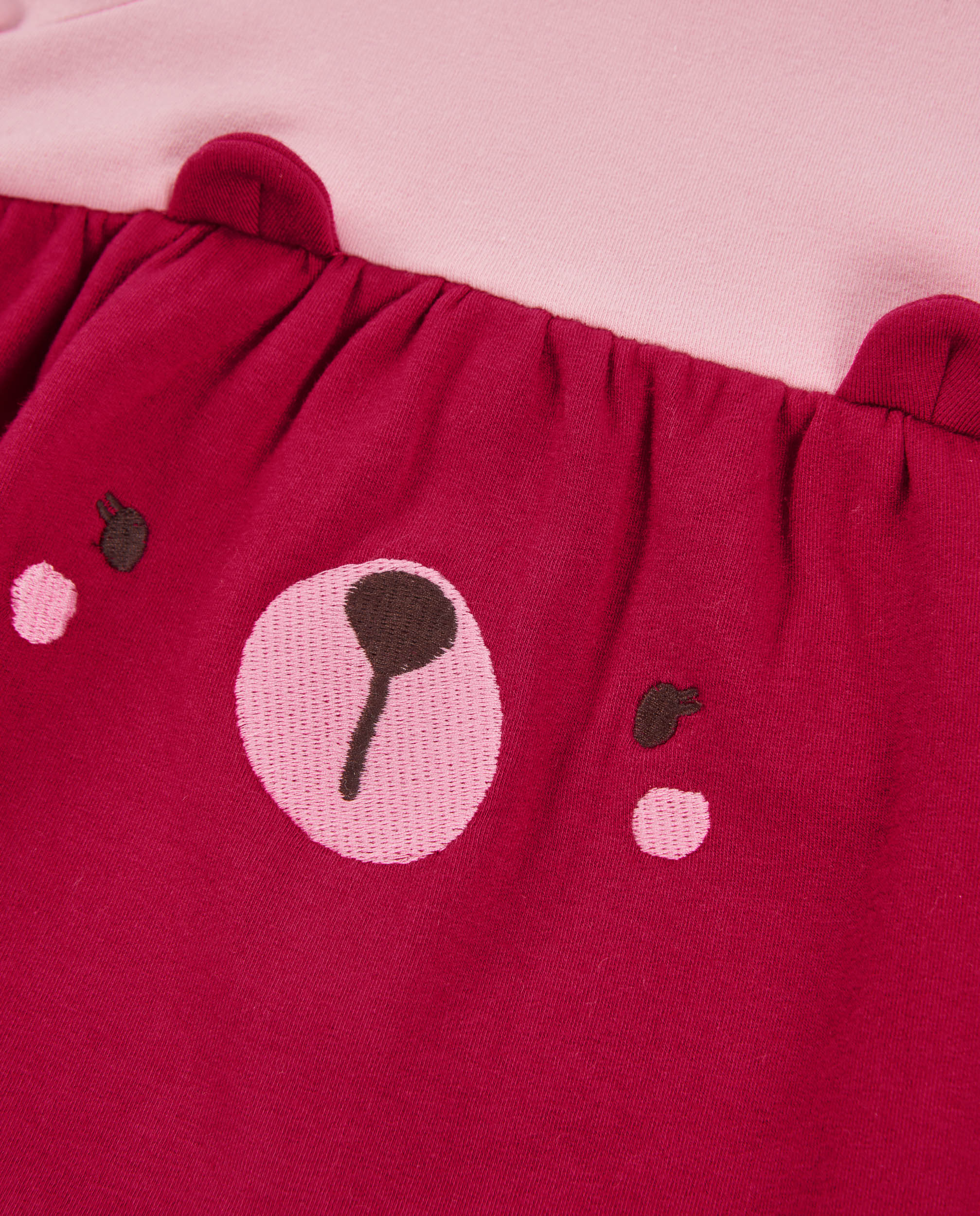 Vestido de Felpa para Bebé com Urso Bordado Bordeaux-3