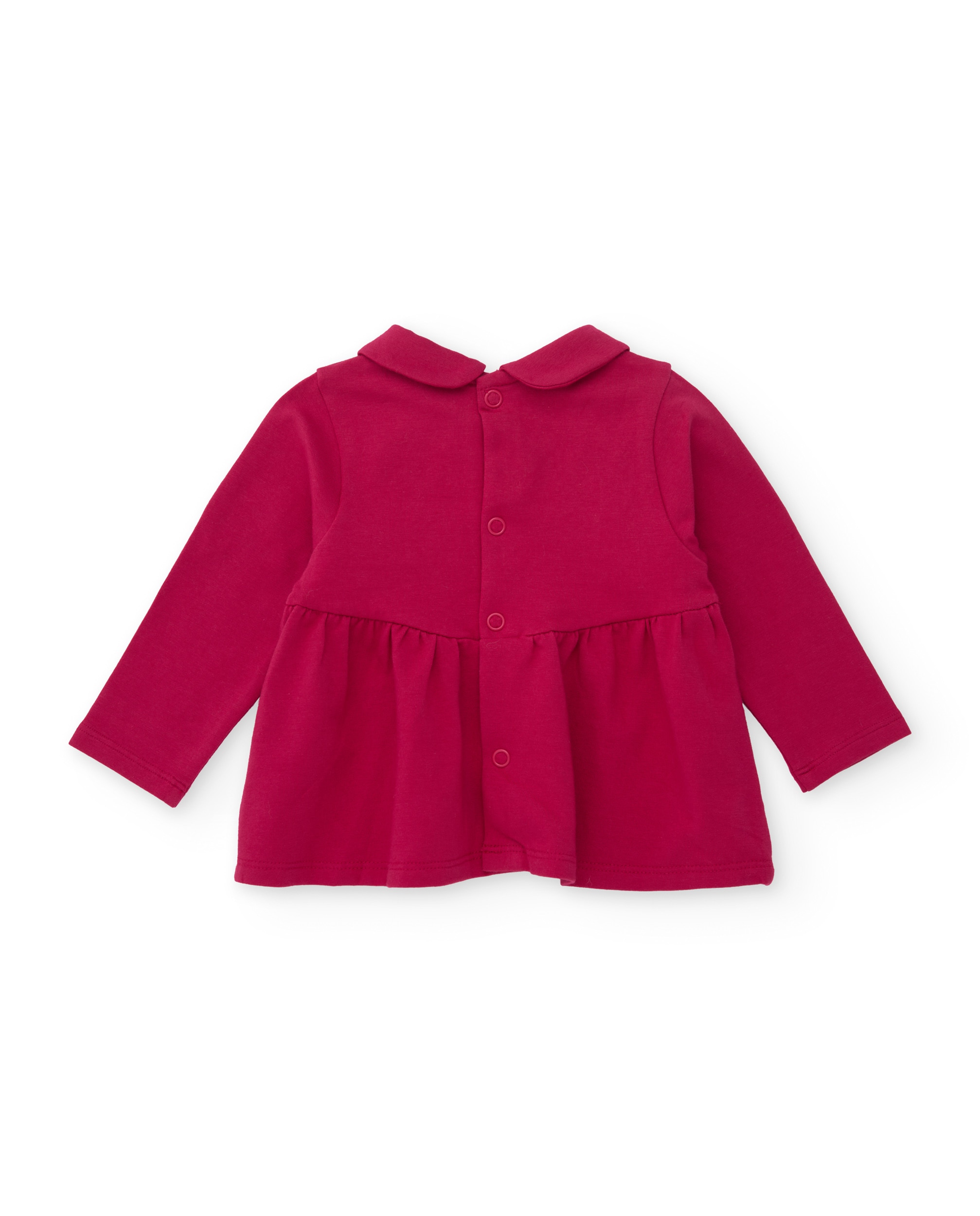 Conjunto de Felpa para Bebé de Três Peças com Detalhes Bordados Rosa-5