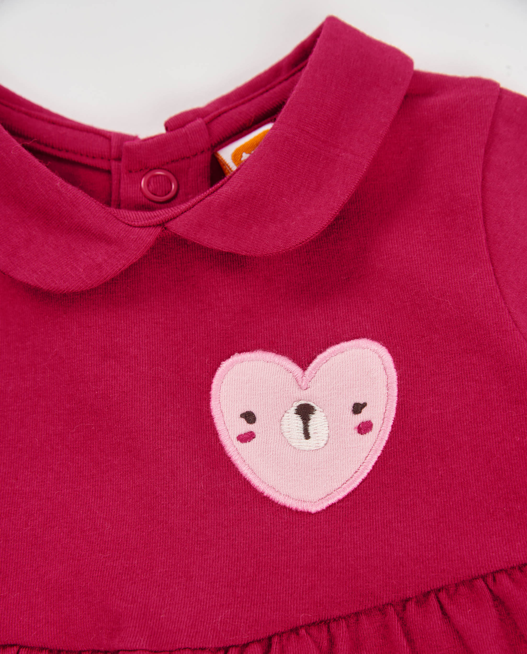 Conjunto de Felpa para Bebé de Três Peças com Detalhes Bordados Rosa-9