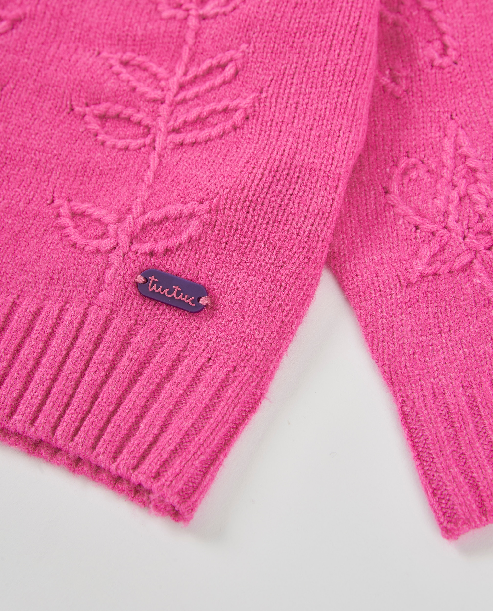 Camisola Infantil de Tricô com Estampado Floral e Botões no Ombro Rosa-4