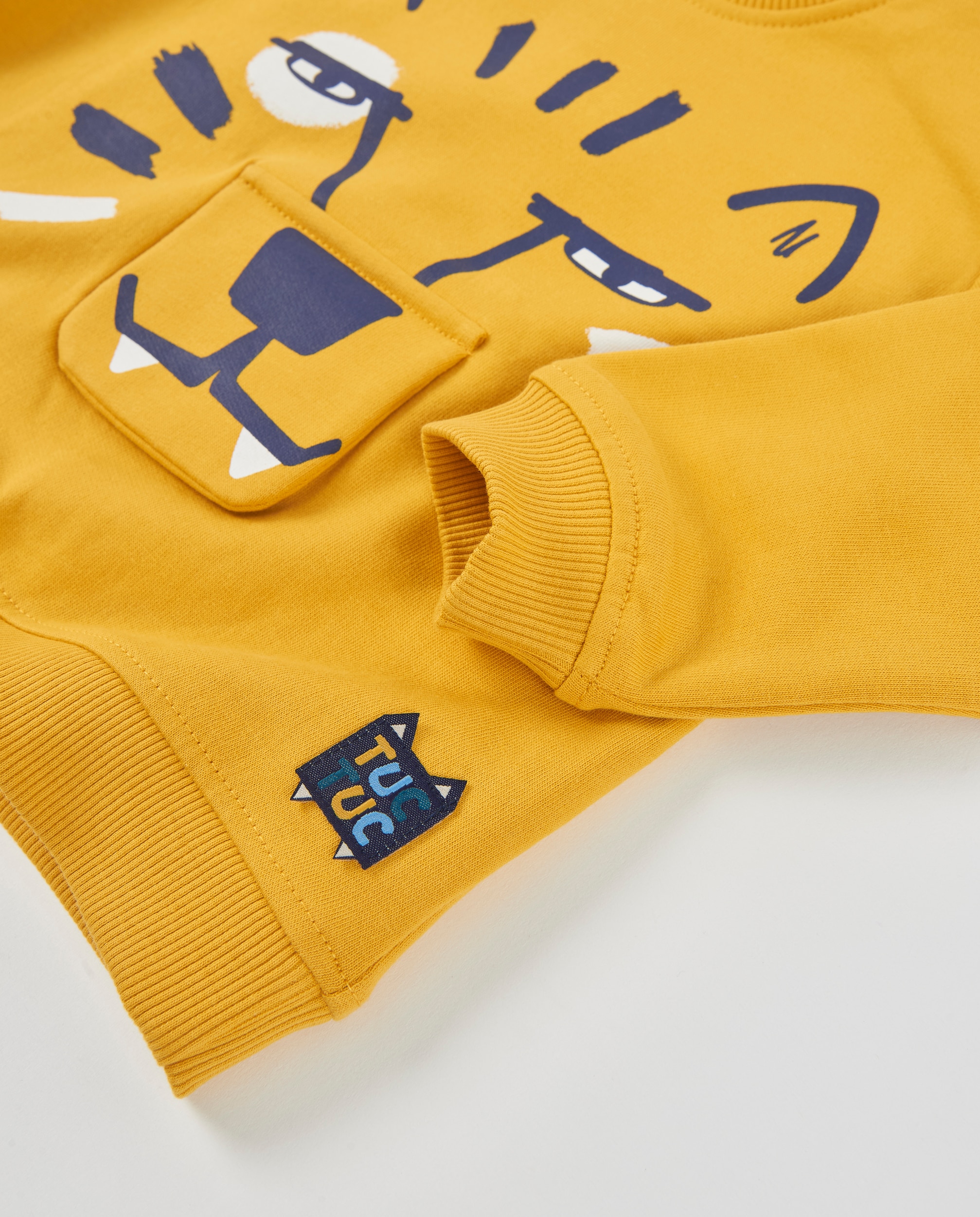 Sweatshirt Infantil de Felpa com Design Tigre e Aplique Divertido Amarelo-5
