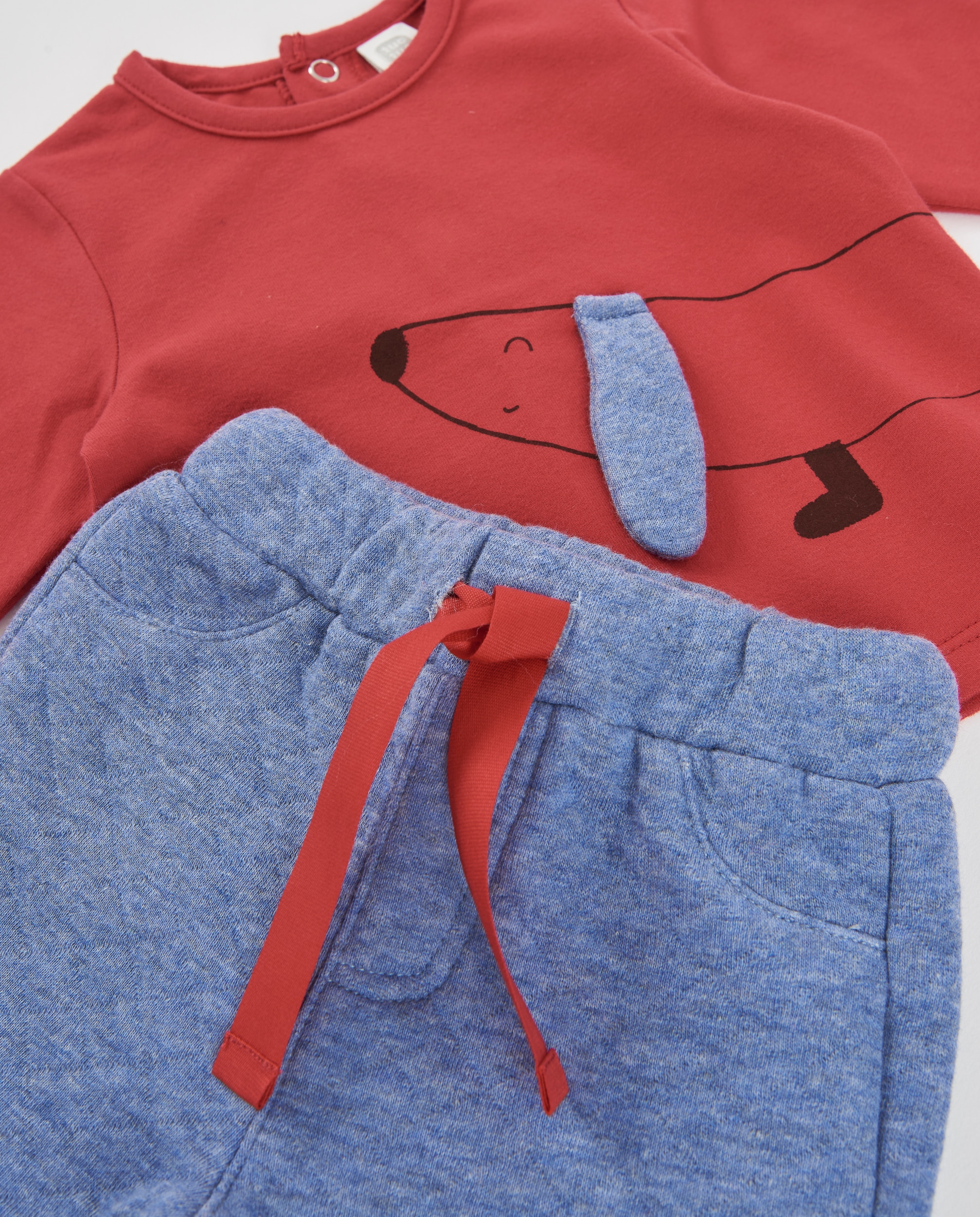 Conjunto de Felpa para Bebé com Ilustração de Cachorro Vermelho-6