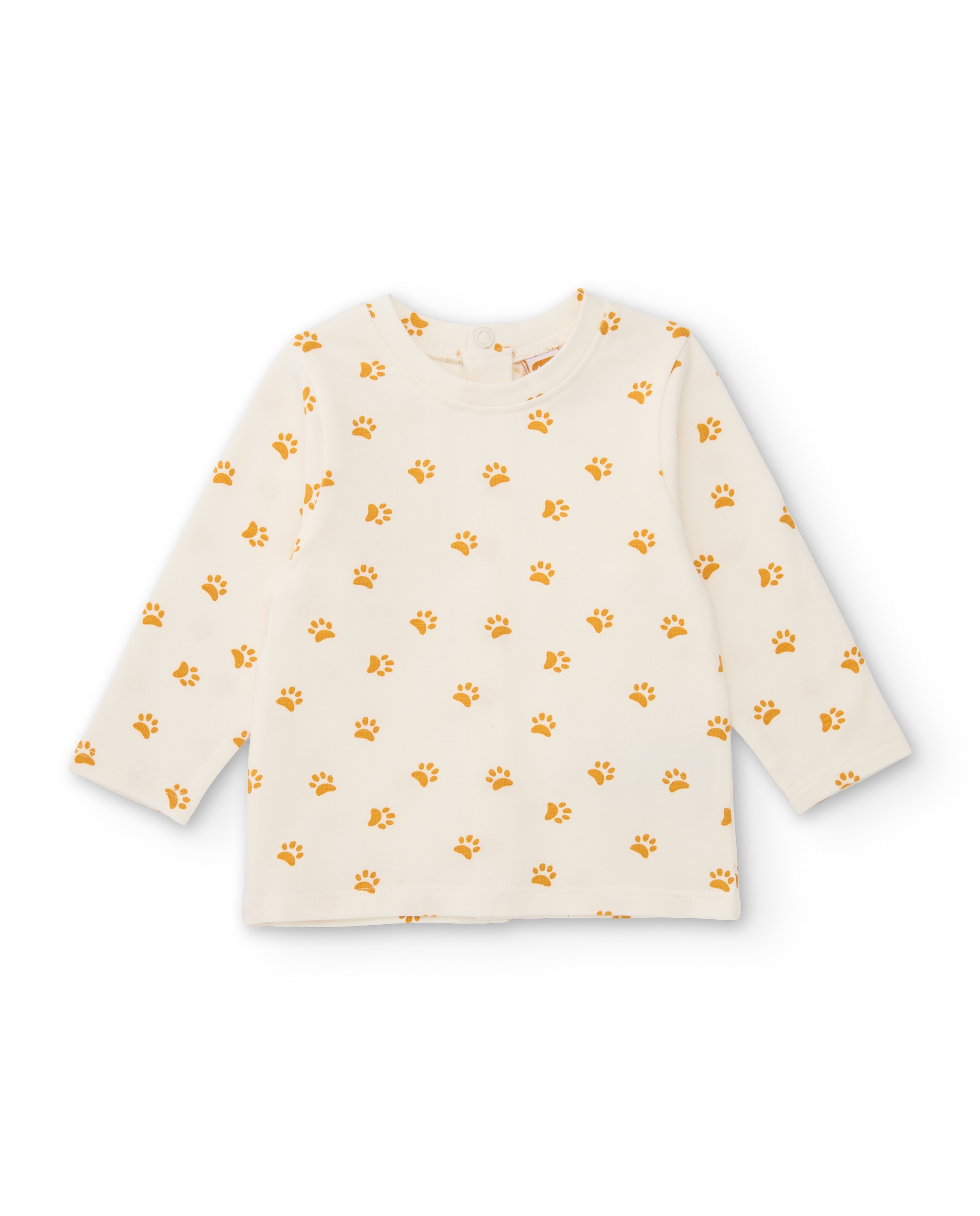 Conjunto de Felpa para Bebé com T-shirt Estampada Mostarda-2